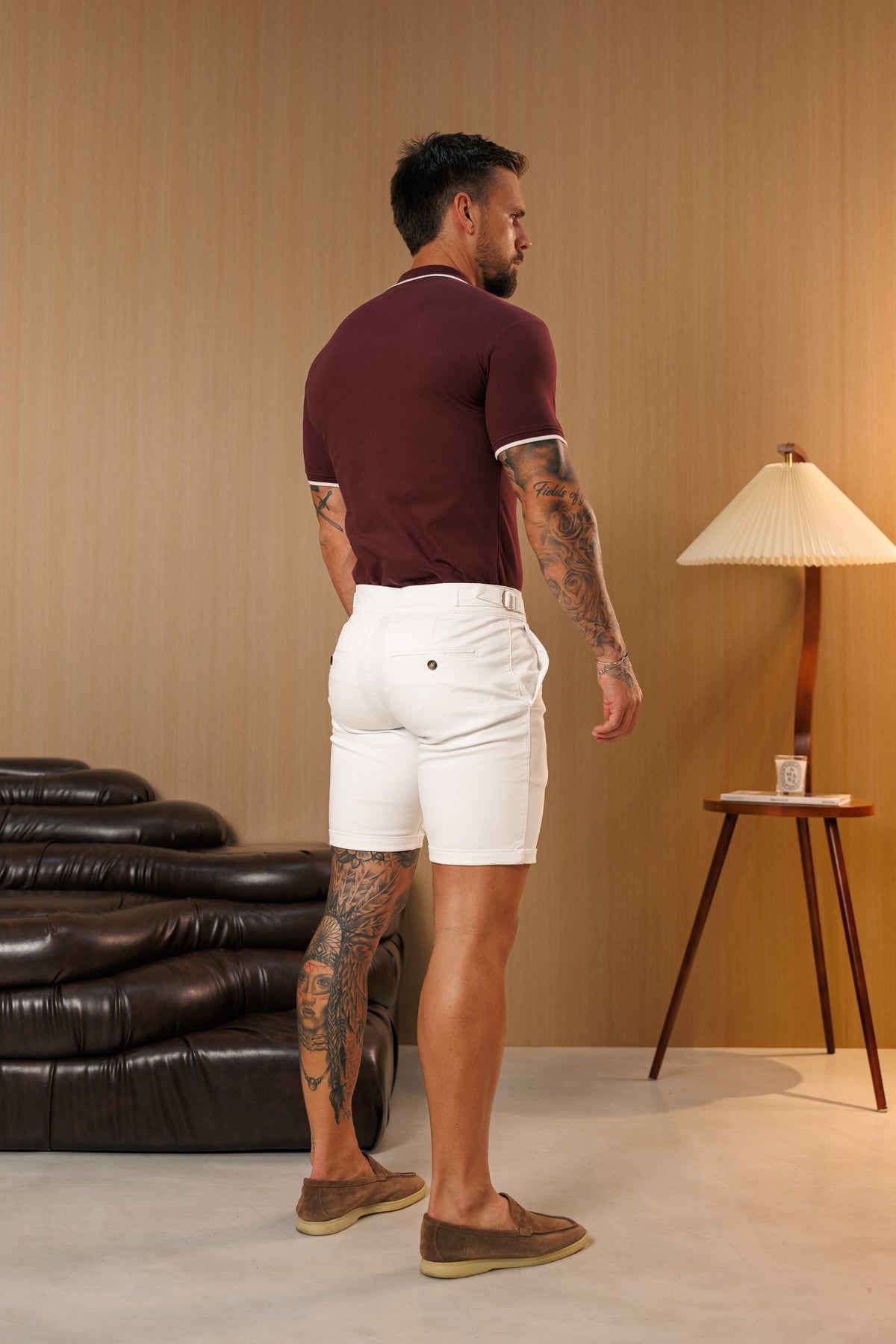 Weiße Chino-Shorts mit Seitenverstellern - FSH1659 (VORBESTELLUNG 10. SEPTEMBER)