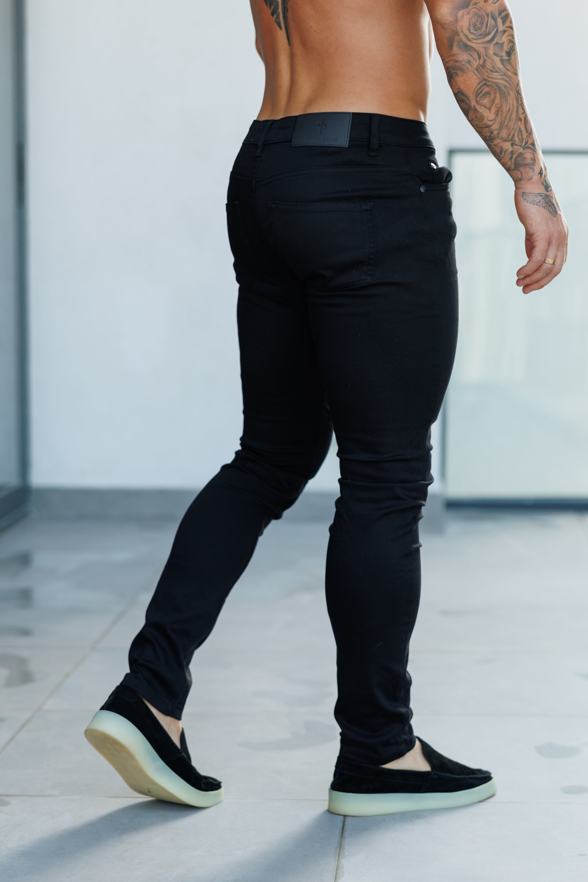 Slim Stretch Black Relaxed Sateen Trousers - FSH1302 (PRE ORDER 31ST AUGUST)
