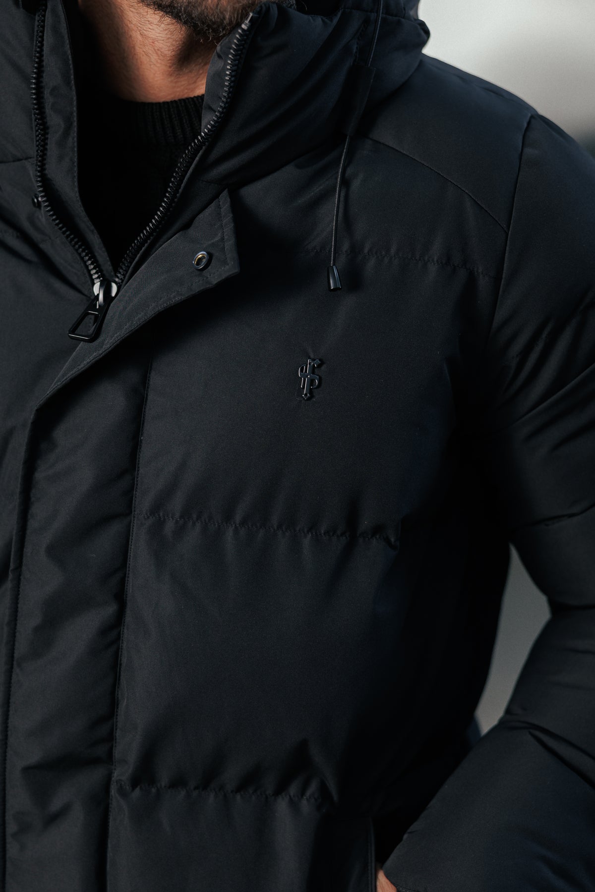 Black Padded Coat with Hood - FSN234E (PRE ORDER 24TH OCTOBER)