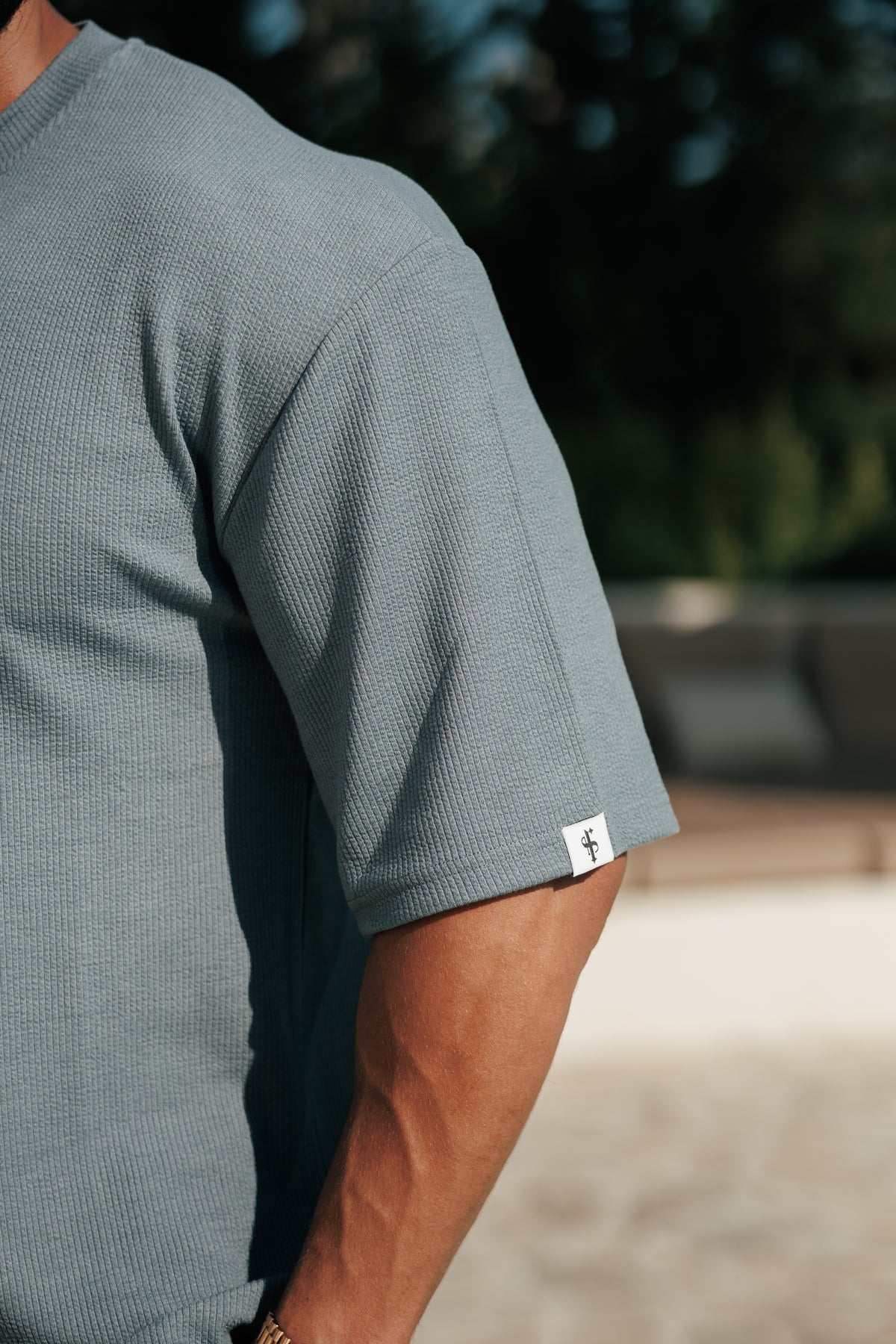 Jersey Cord Gunmetal Oversized T-Shirt - FSR108 (PRE ORDER 17TH OCTOBER)