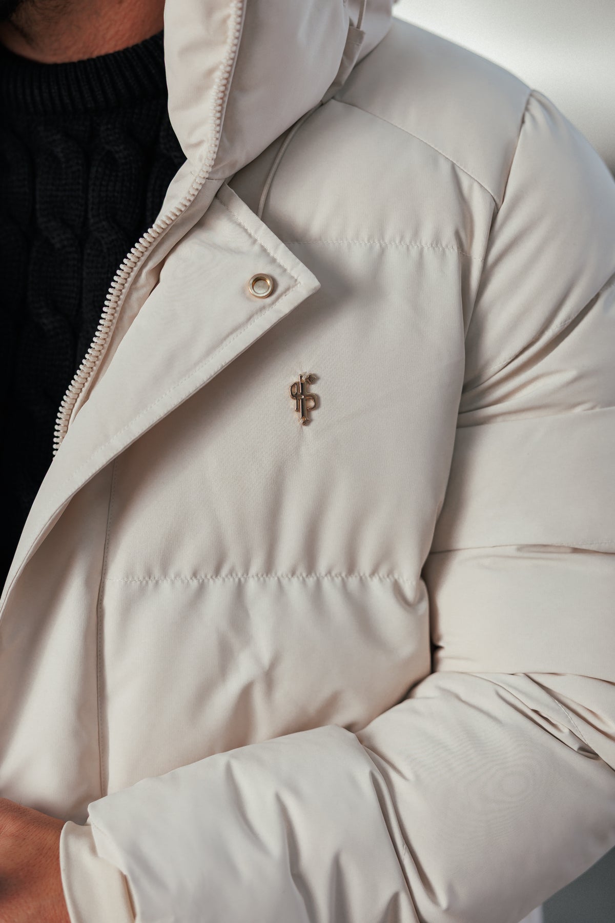 Light Beige Padded Coat with Hood - FSN239 (PRE ORDER 24TH OCTOBER)