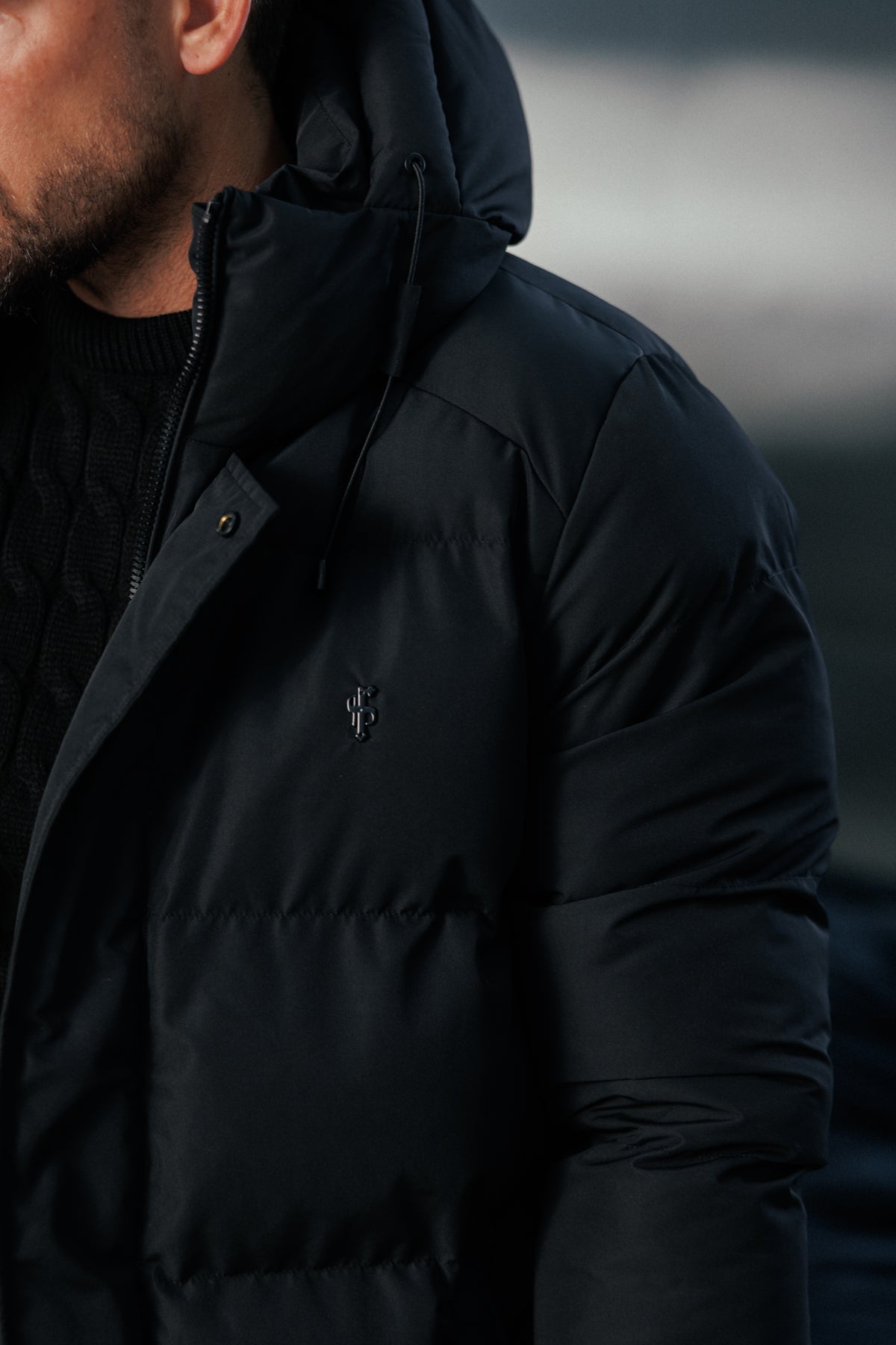 Black Padded Coat with Hood - FSN234E (PRE ORDER 24TH OCTOBER)