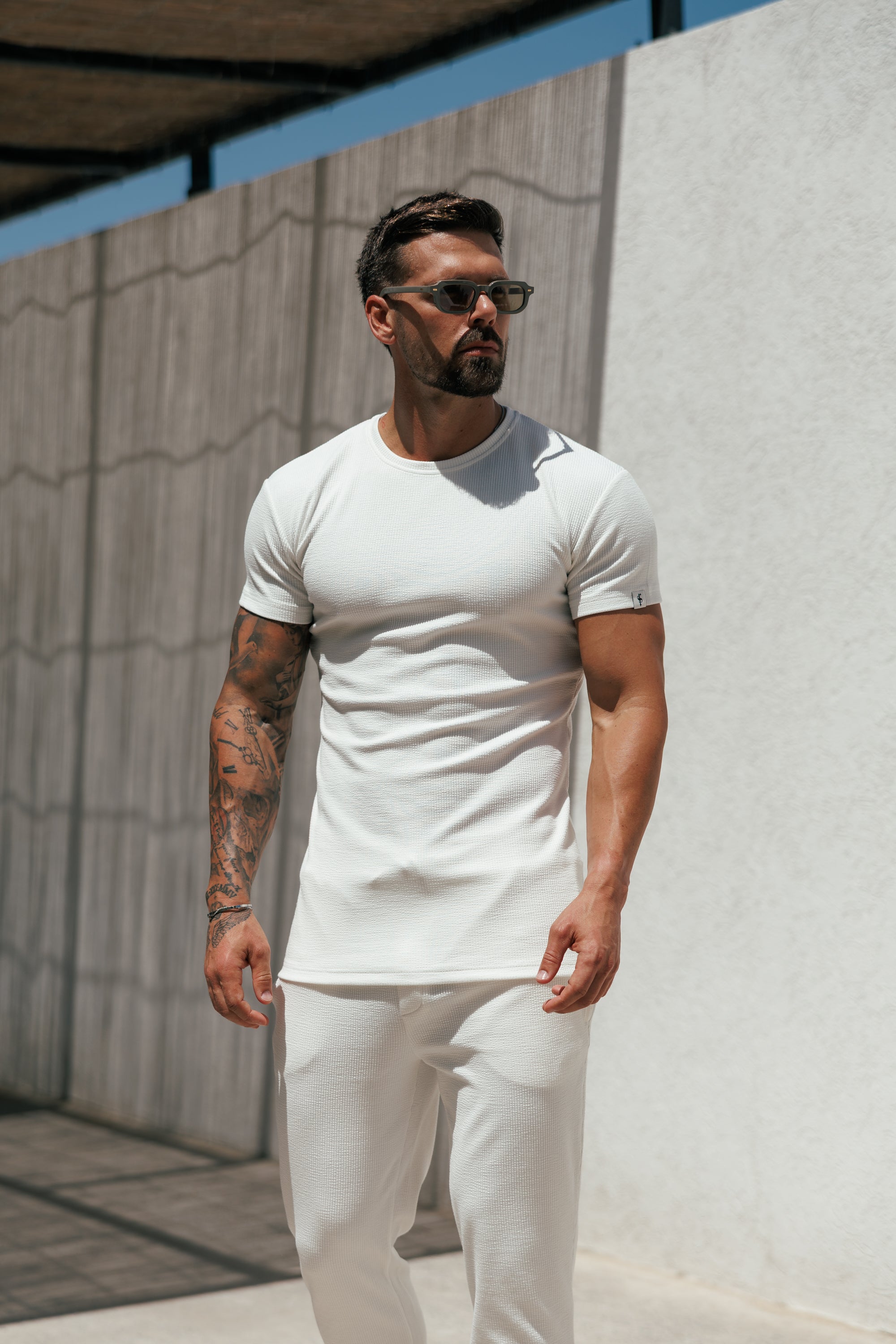 Jersey-Kordelzug-T-Shirt in Weiß – FSR093 (VORBESTELLUNG 12. JUNI)