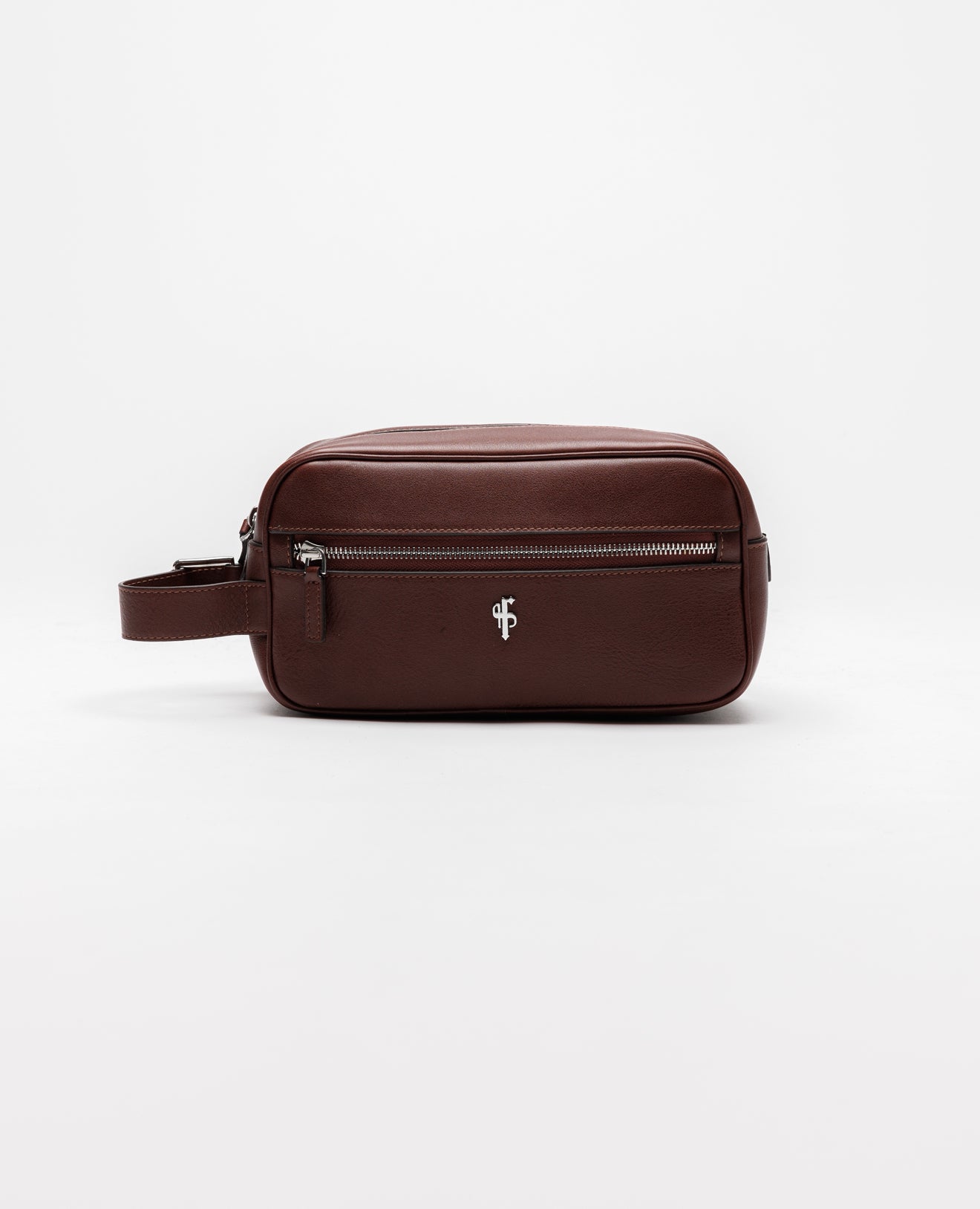 Dark Tan Leather Wash Bag - FSH1393
