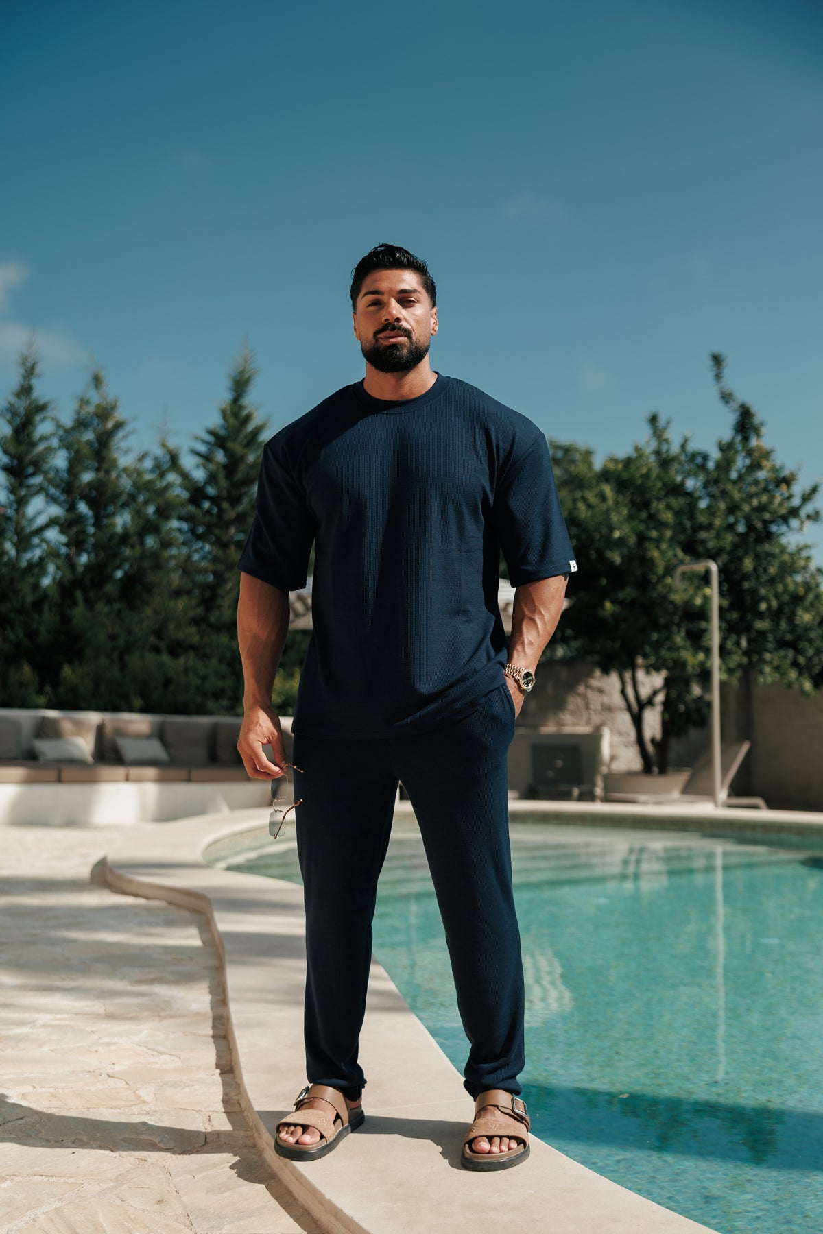 Jersey Cord Navy Oversized T-Shirt - FSR103 (PRE ORDER 17TH OCTOBER)