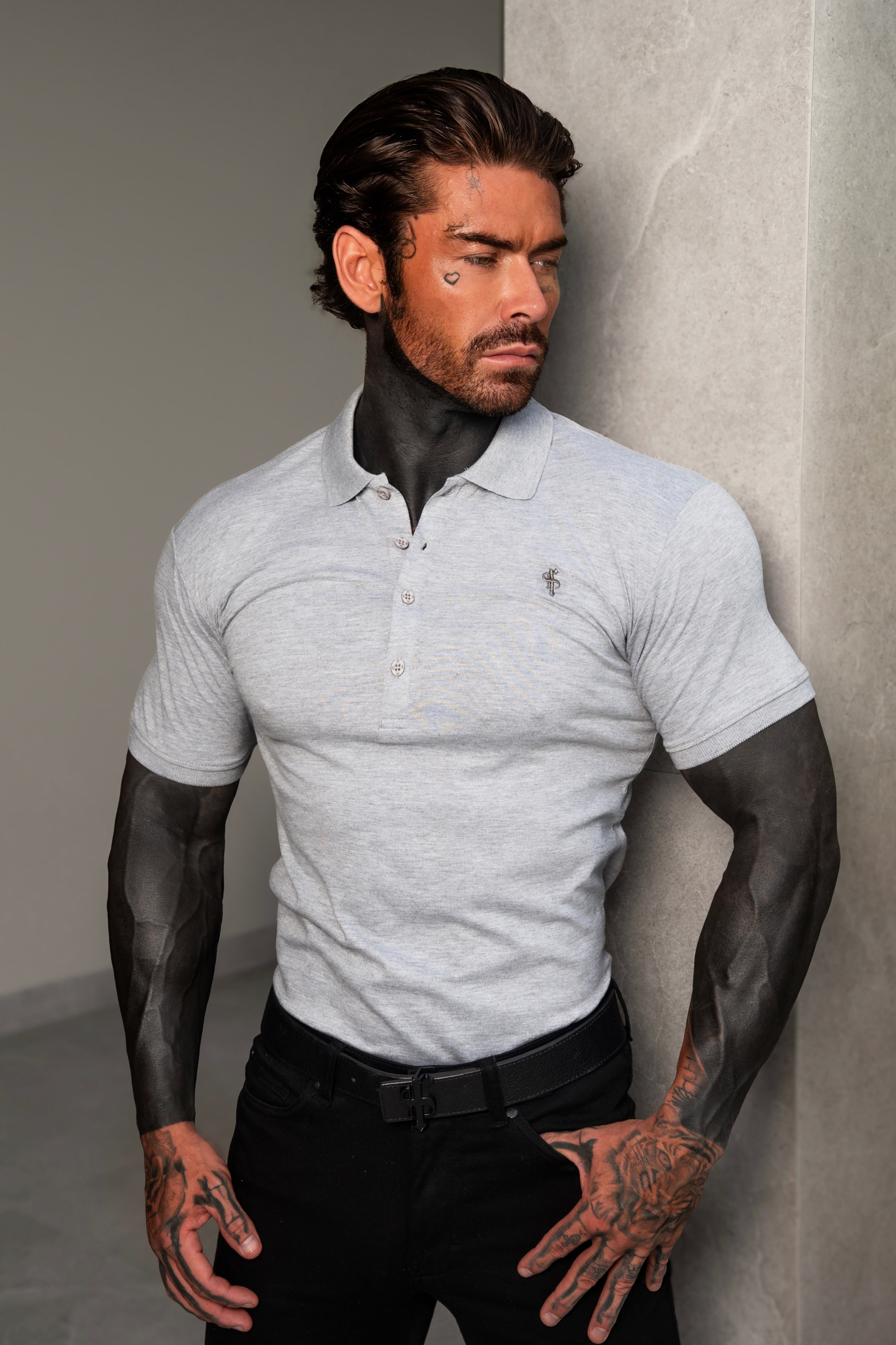 Klassisches graues Poloshirt - FSH048