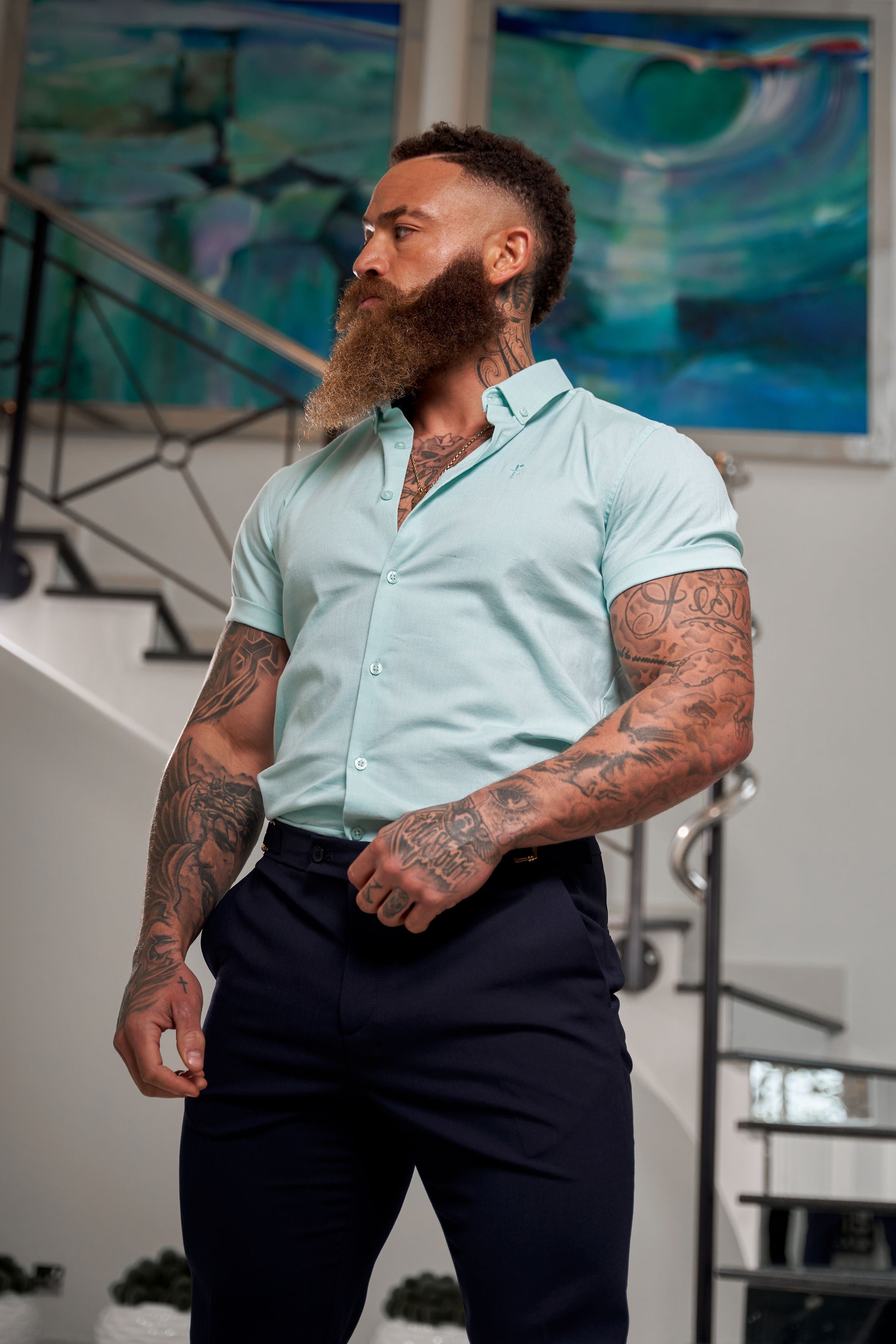 Classic Stretch Oxford Short Sleeve Mint - FS1011 (PRE ORDER 14TH AUGUST)