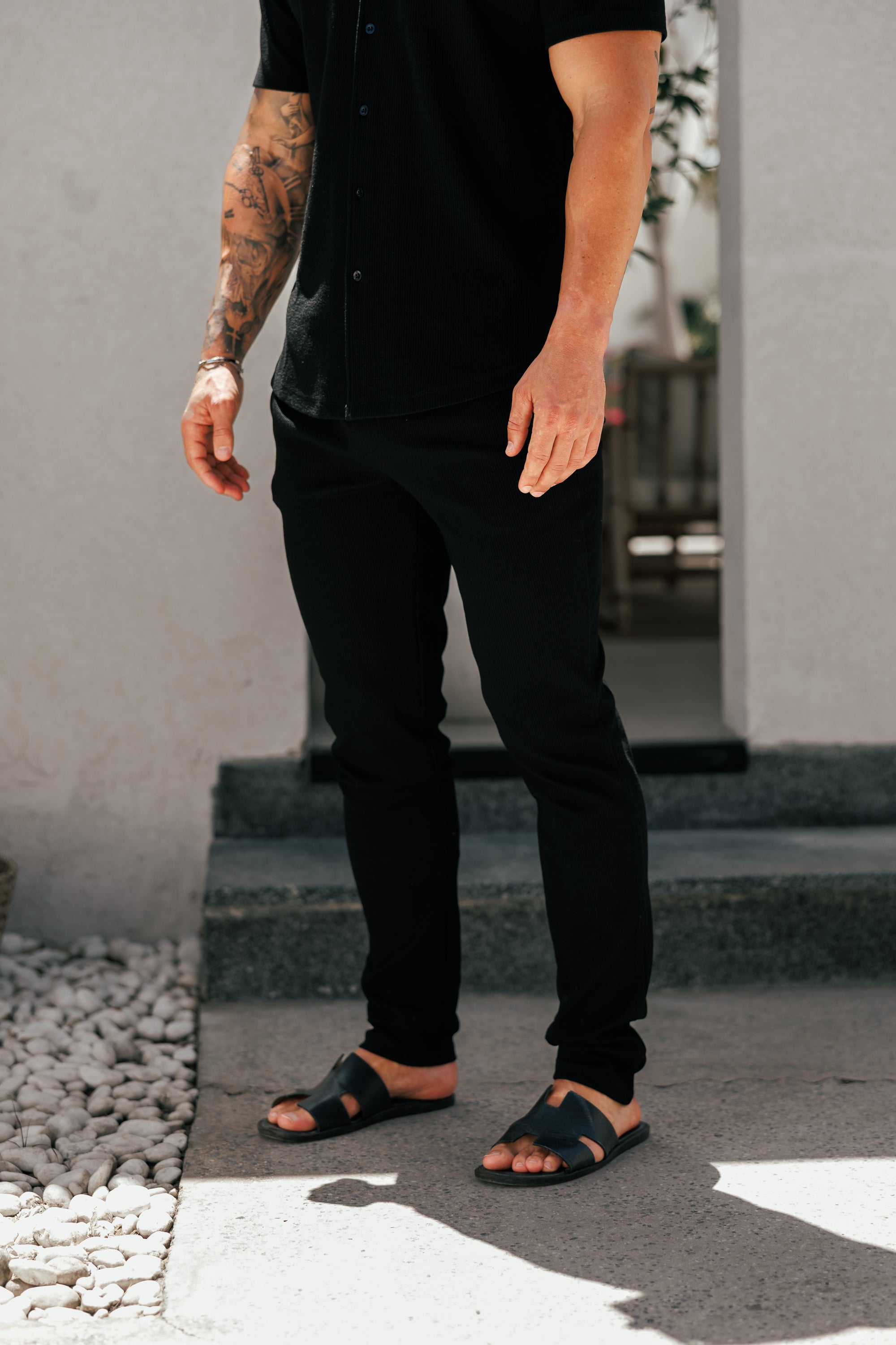 Jersey Cord Slim Slim Hose Schwarz - FSR016