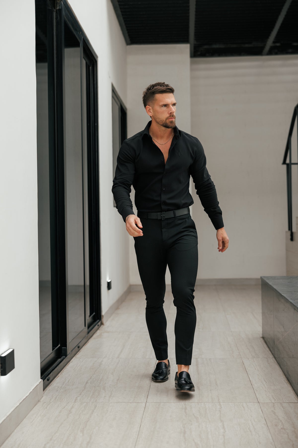 Classic Scuba Black Long Sleeve Stretch with Cutaway Collar - FS1241 (PRE ORDER 12TH NOVEMBER)