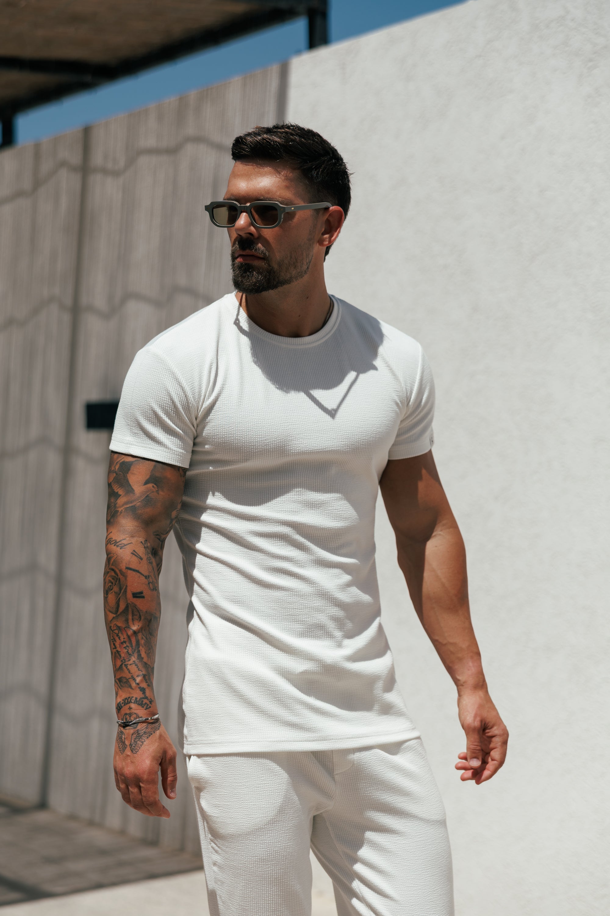 Jersey-Kordelzug-T-Shirt in Weiß – FSR093 (VORBESTELLUNG 12. JUNI)