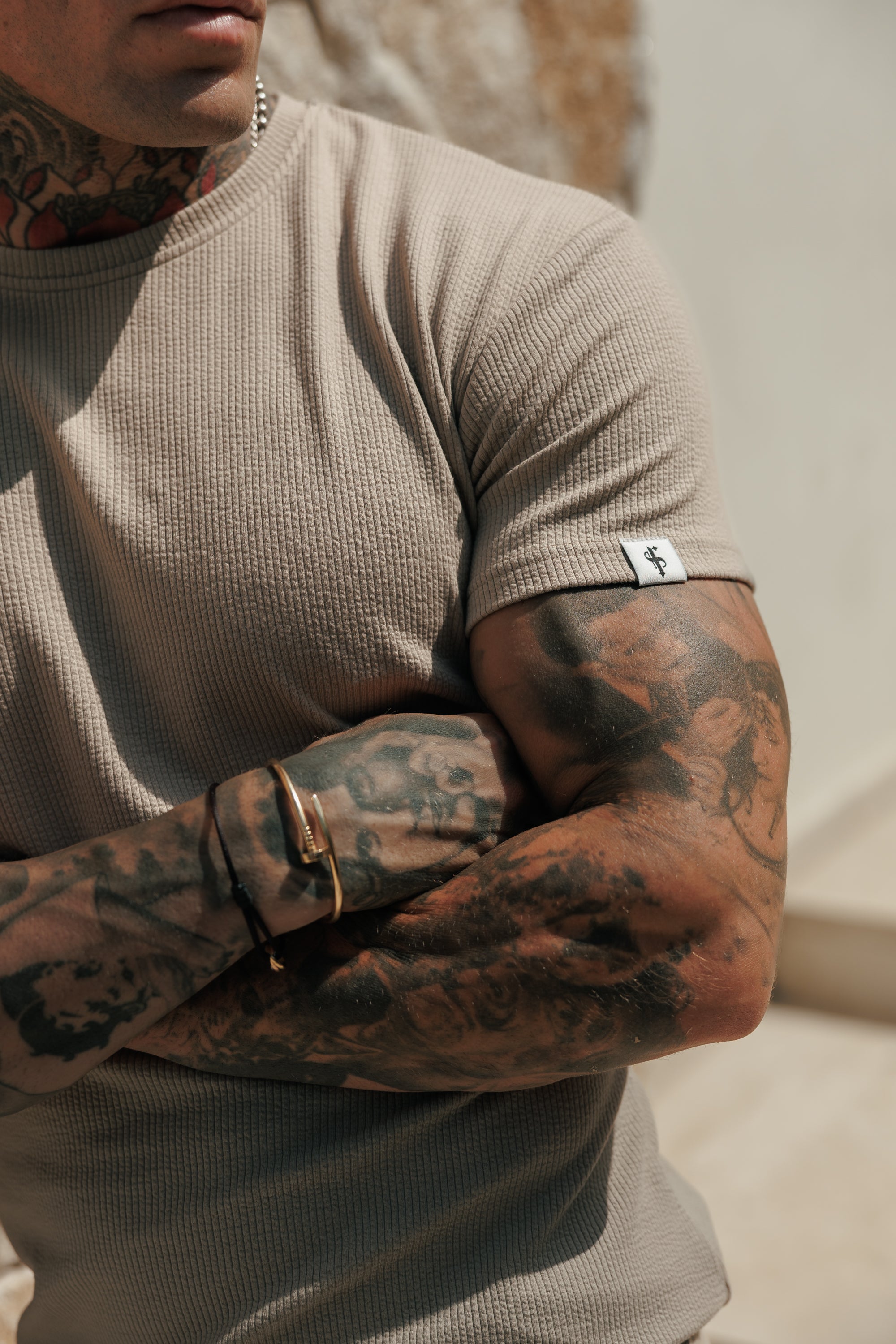 Jersey-Kordel-T-Shirt Beige – FSR097 (VORBESTELLUNG 16. SEPTEMBER)