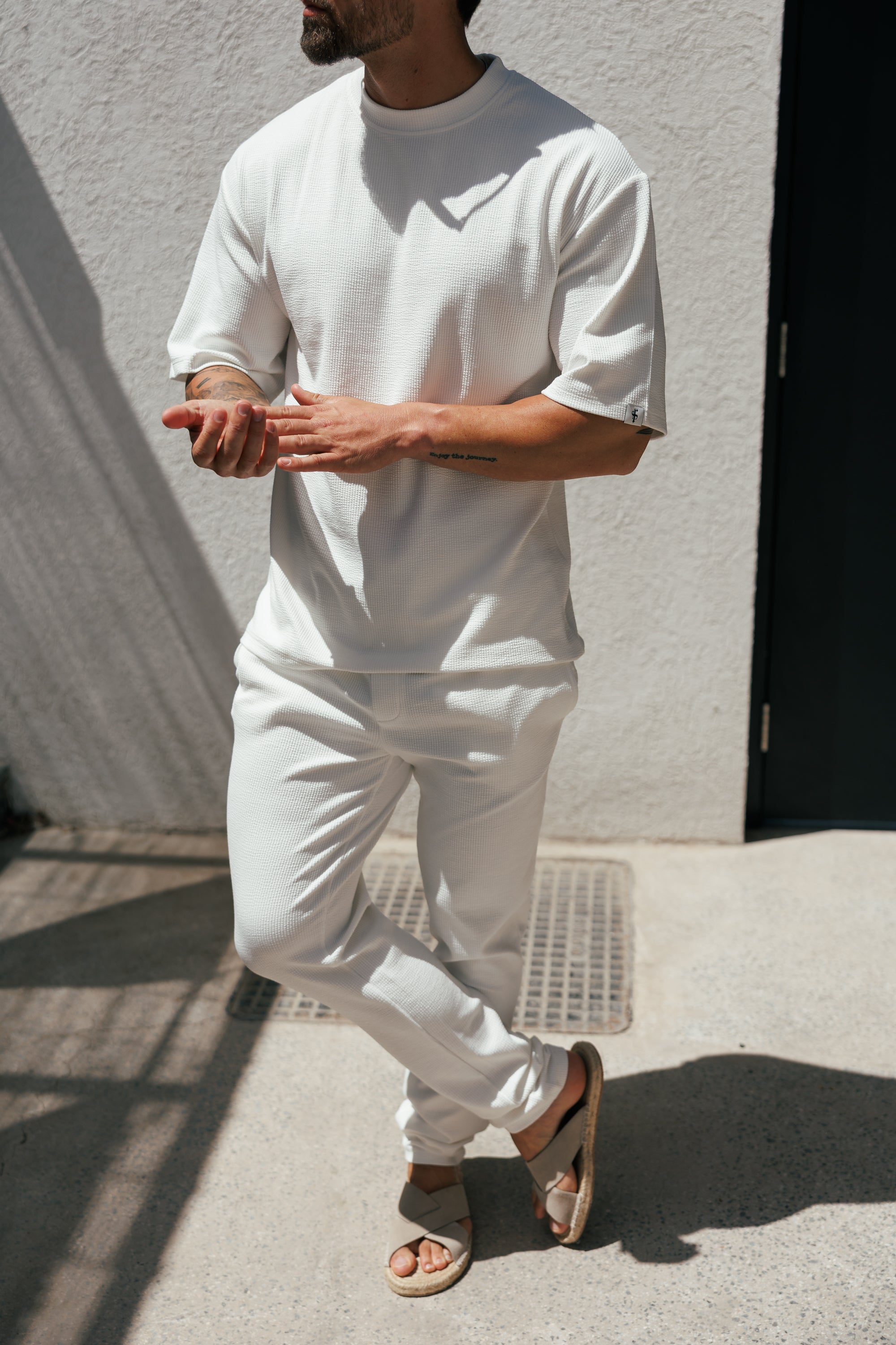 Jersey Cord weißes Oversized T-Shirt - FSR101 (VORBESTELLUNG 12. JUNI)