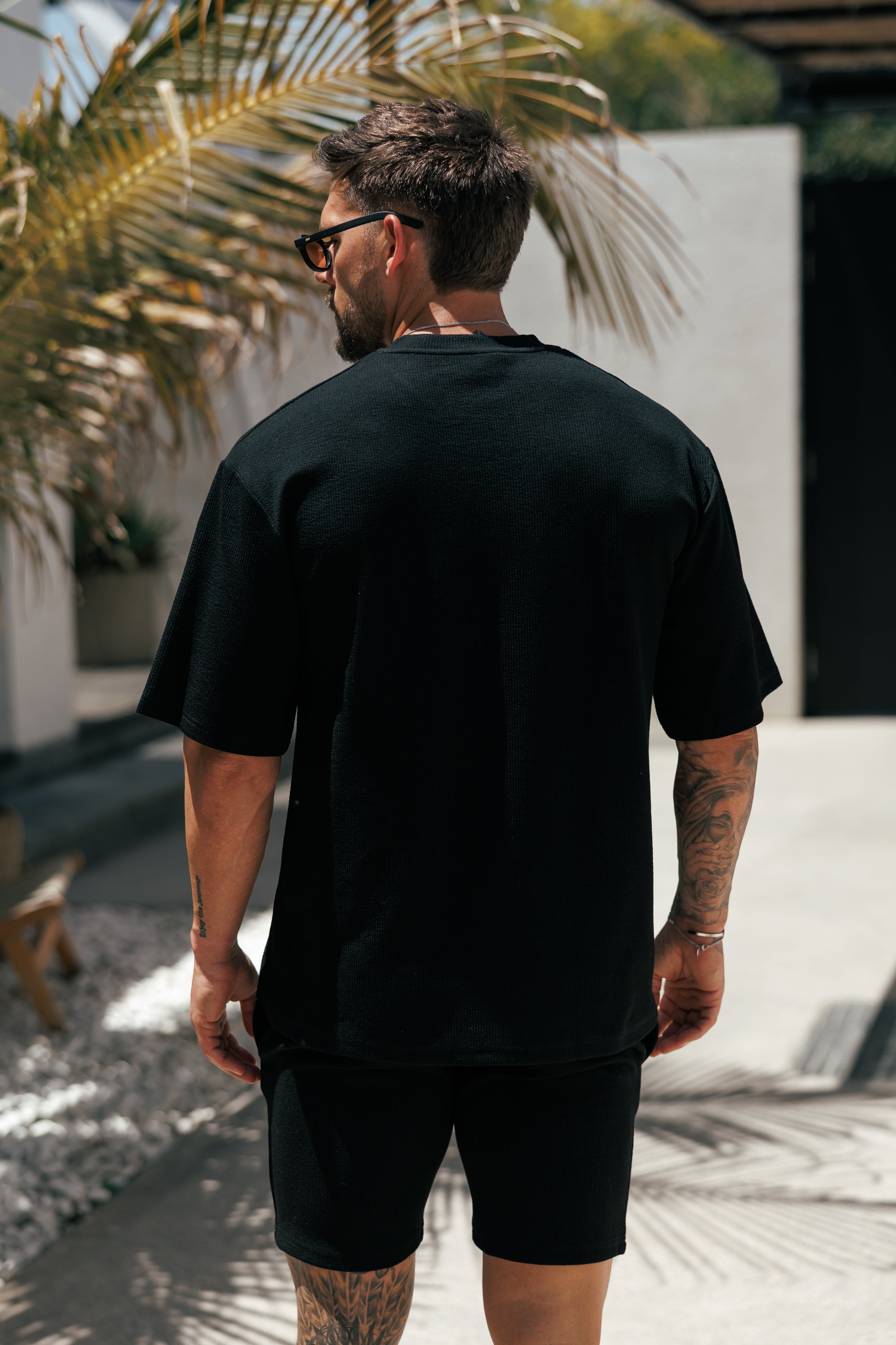Jersey Cord Black Oversized T-Shirt - FSR102 (PRE ORDER 18TH JULY)
