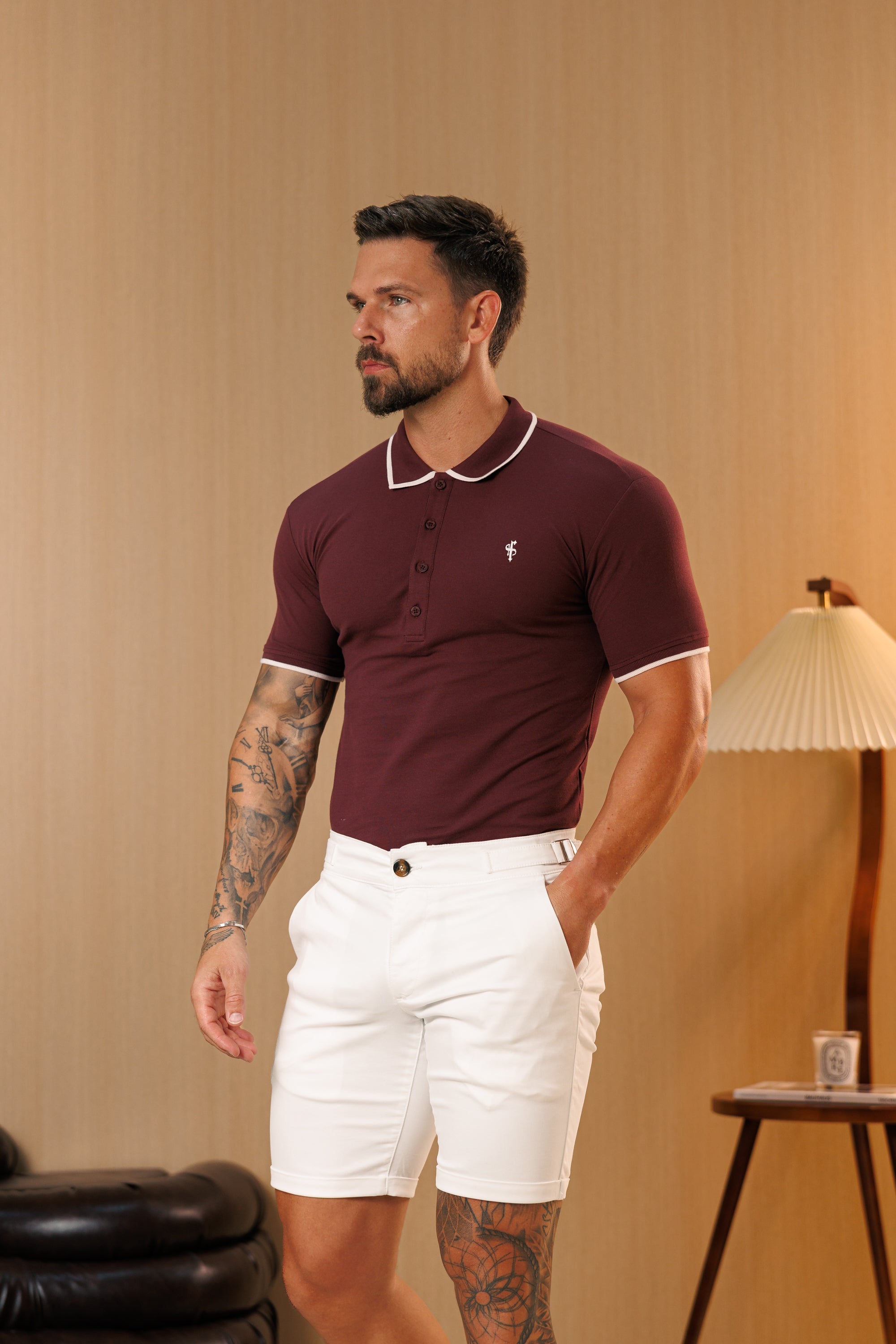 Weiße Chino-Shorts mit Seitenverstellern - FSH1659 (VORBESTELLUNG 10. SEPTEMBER)