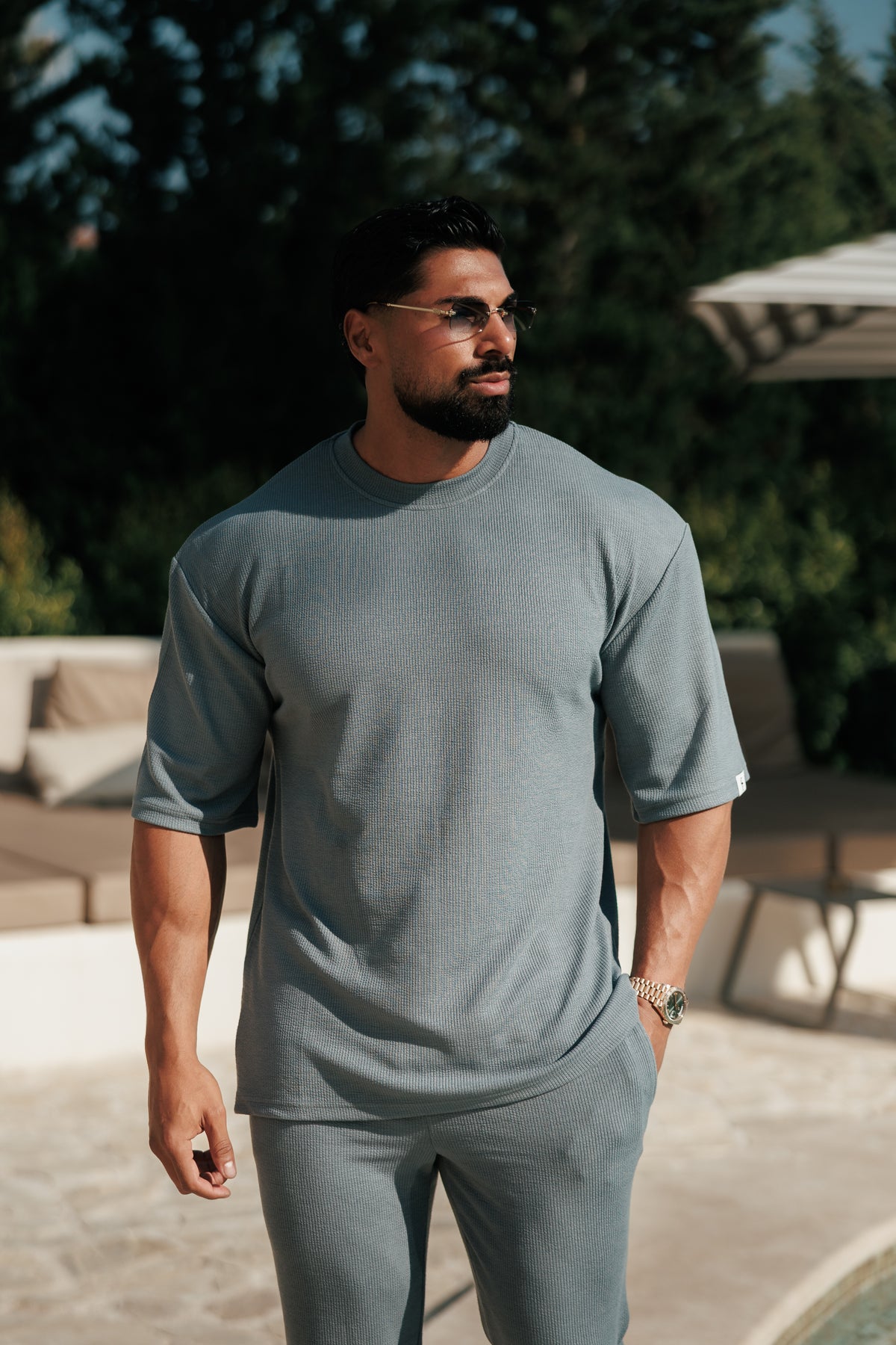 Jersey Cord Gunmetal Oversized T-Shirt - FSR108 (PRE ORDER 17TH OCTOBER)