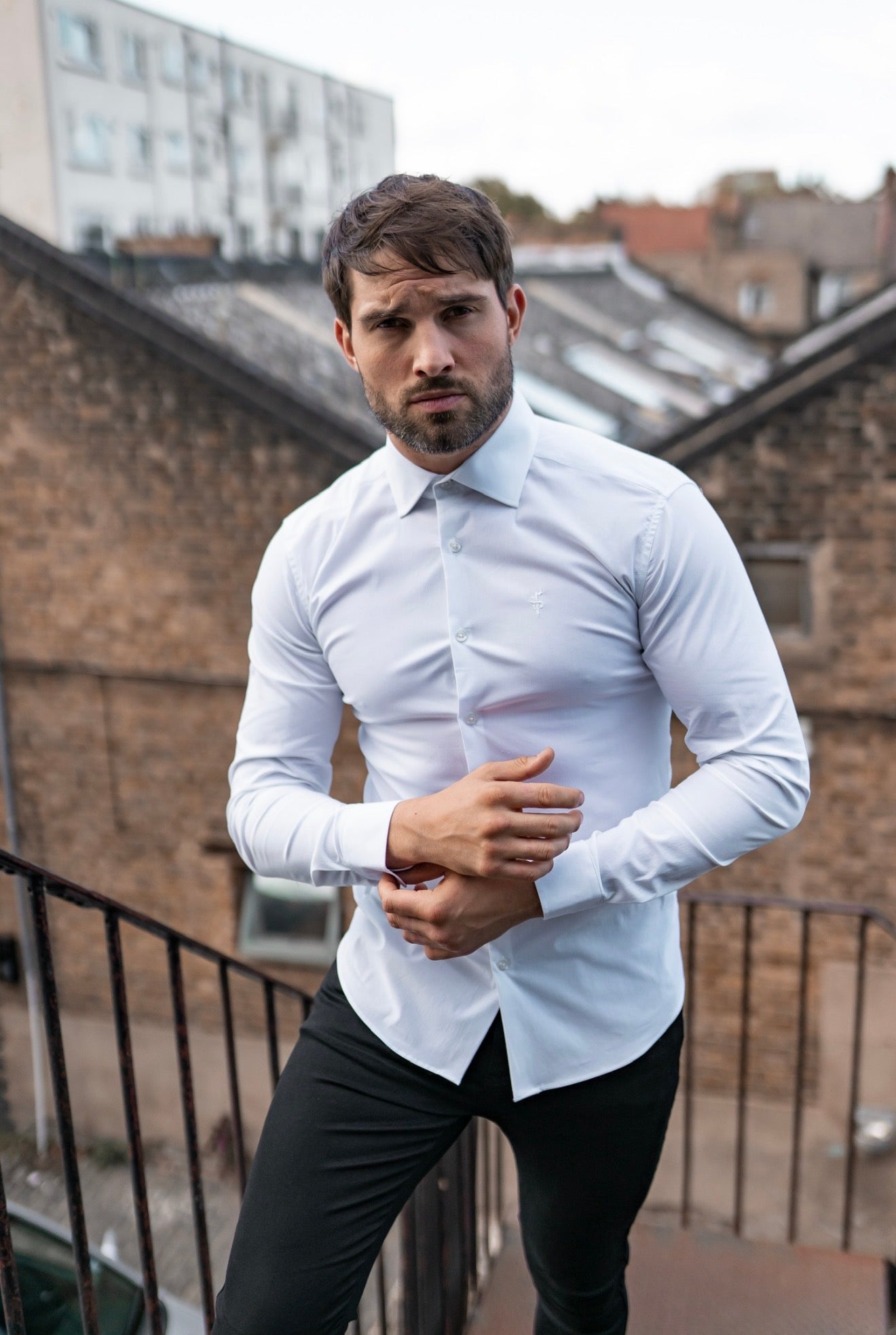 Eros Classic Fit Stretch Hemdkragen Black Cutaway Hemd - FS1246