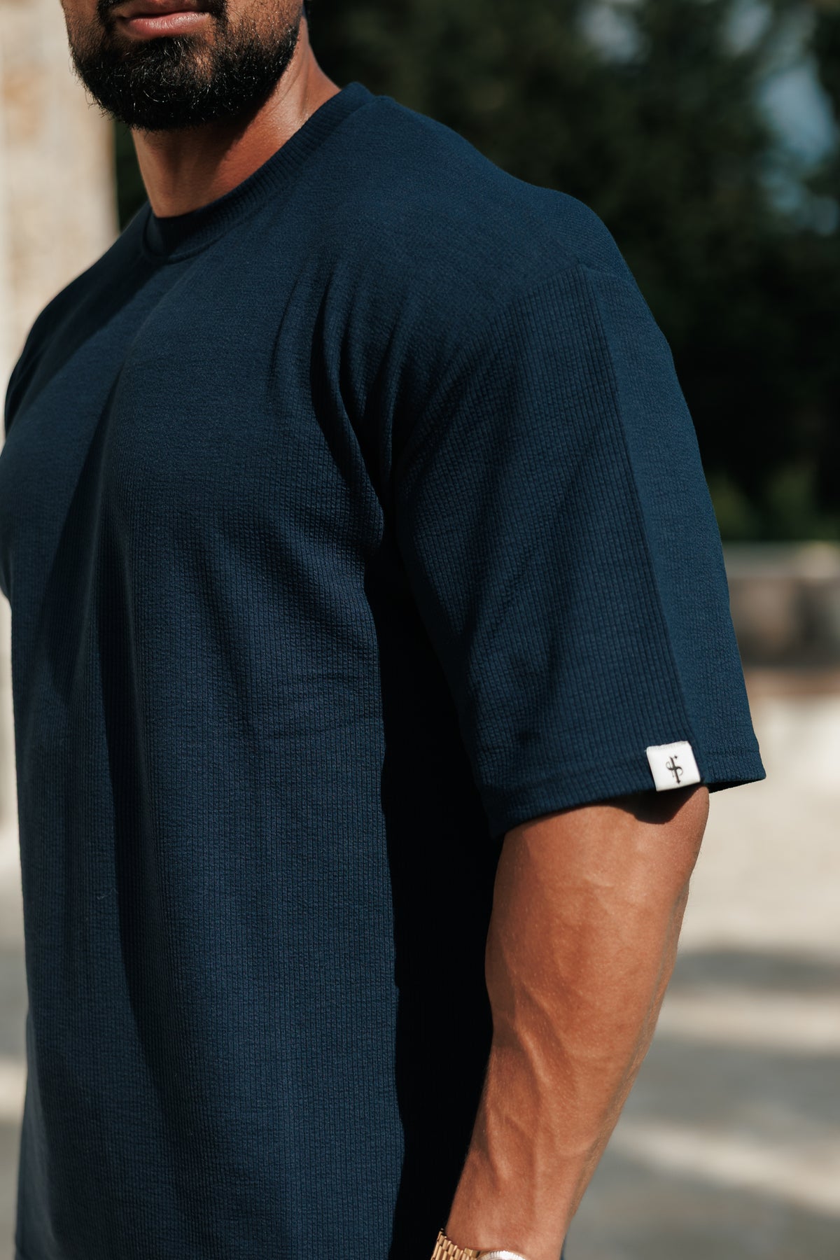 Jersey Cord Navy Oversized T-Shirt - FSR103 (PRE ORDER 17TH OCTOBER)