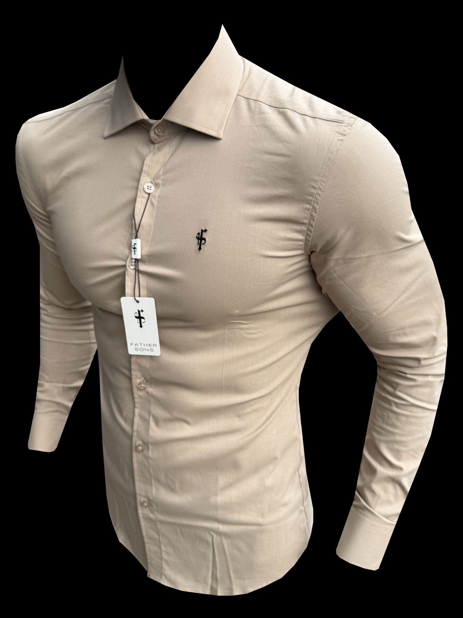 Muscle Fit Advanced Stretch Beige mit Cutaway-Kragen – FS1166 (VORBESTELLUNG 31. MAI)