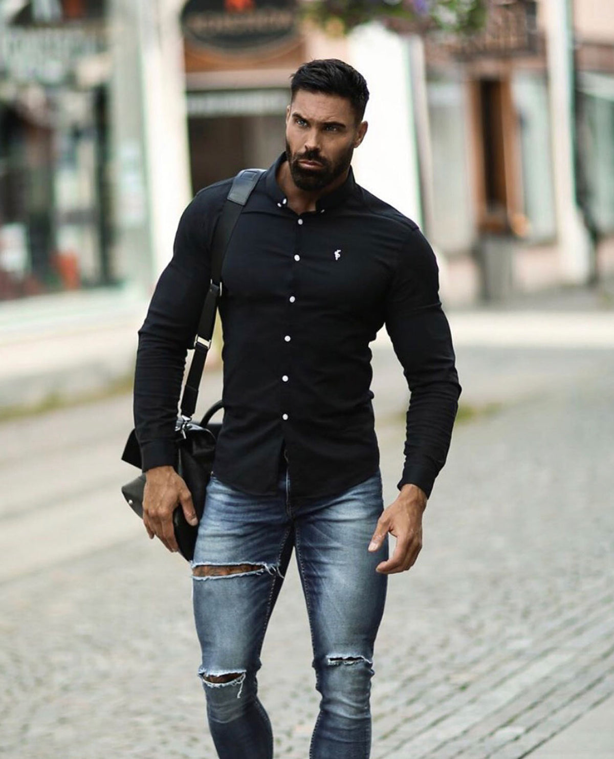Super Slim Stretch Classic Oxford Schwarz - FS302