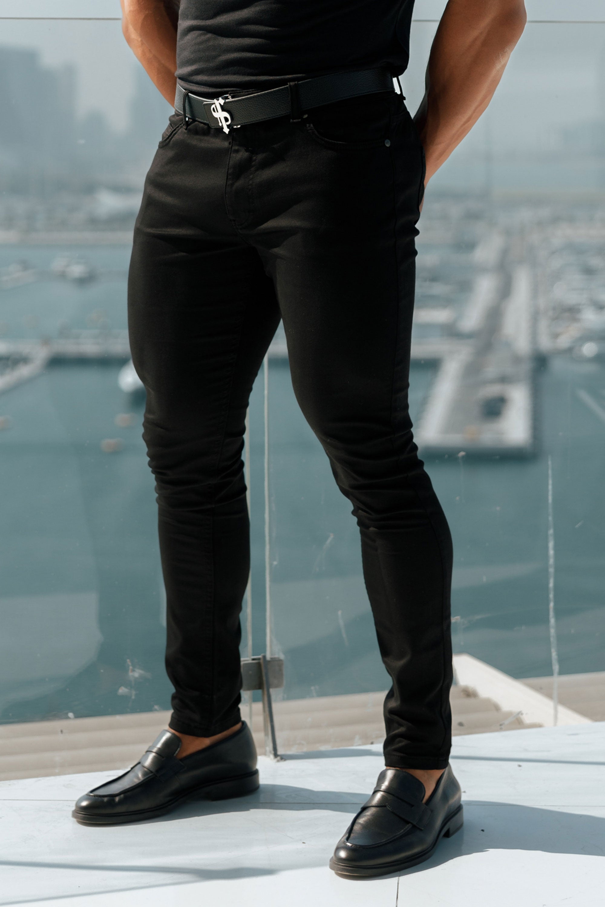 Slim Stretch Black Sateen Trousers - FSH405 (PRE ORDER 31ST AUGUST)