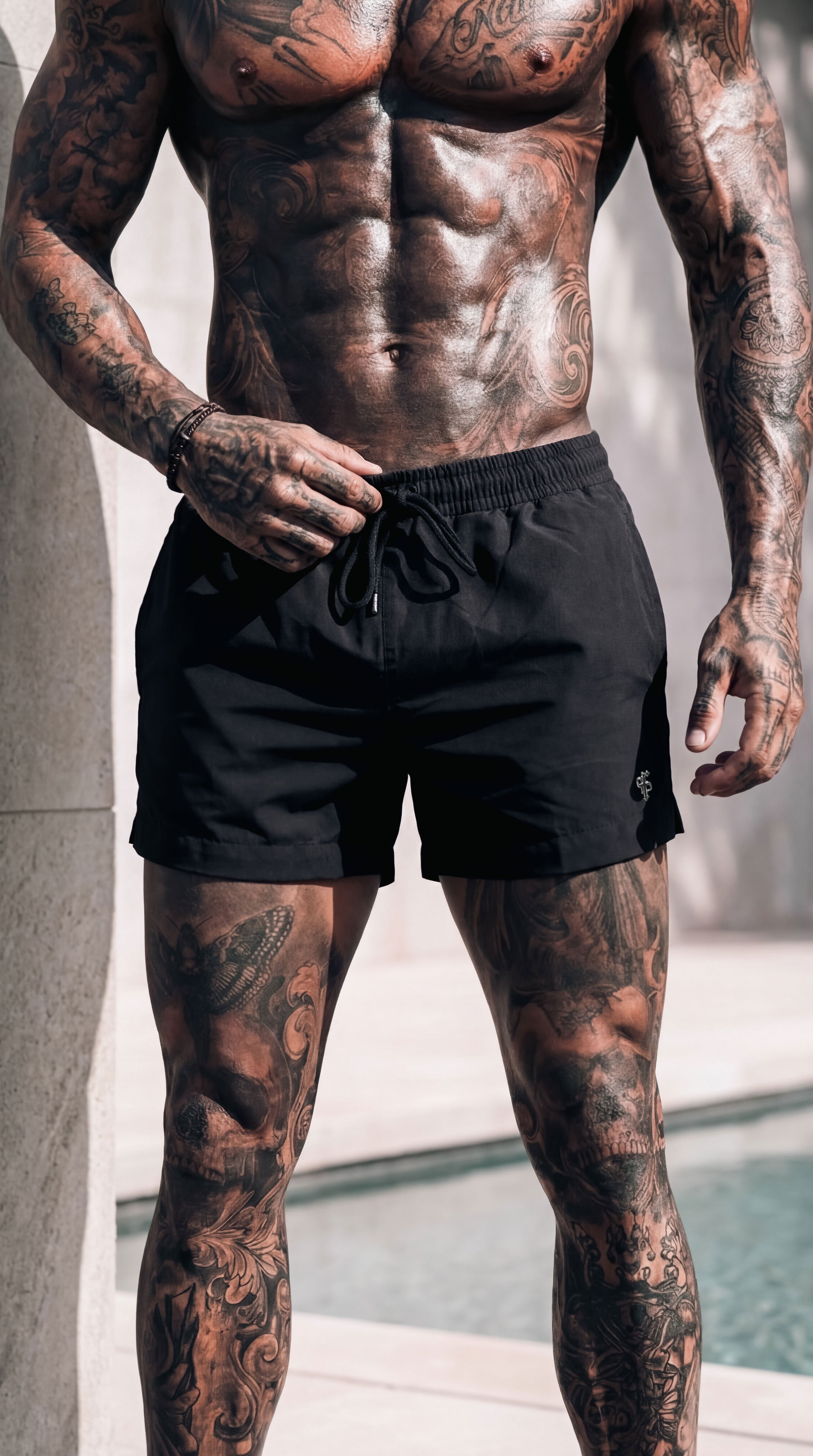 Schwarze/silberne Badehose - FSH1316