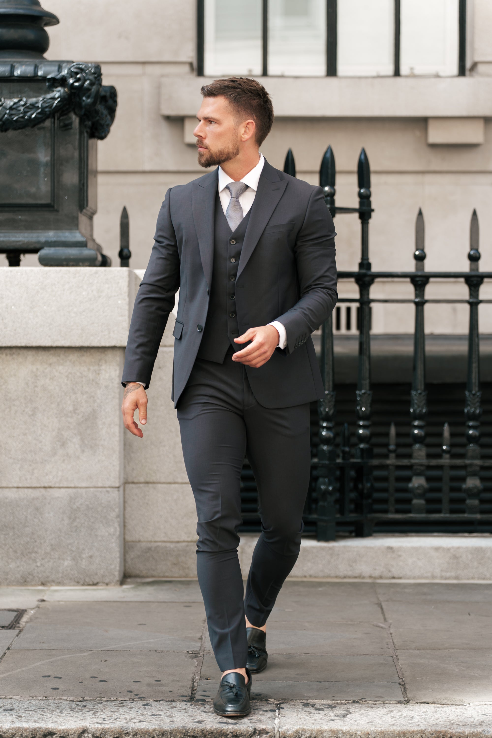 Slim Formal Charcoal Stretch Trousers - FST040