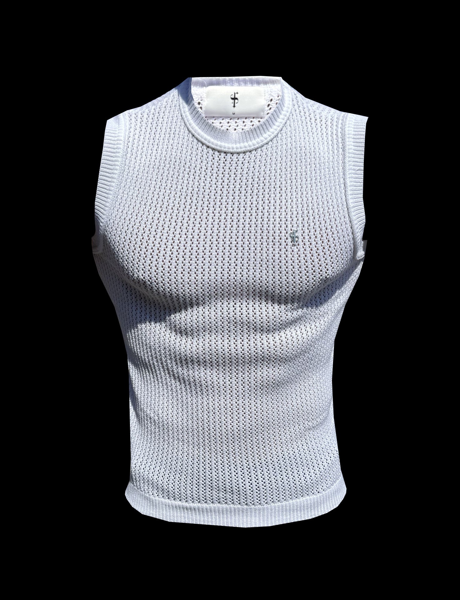 Weiß / Silber Viskose Gehäkelte Strickweste - FSJ165 (VORBESTELLUNG 29. JUNI)