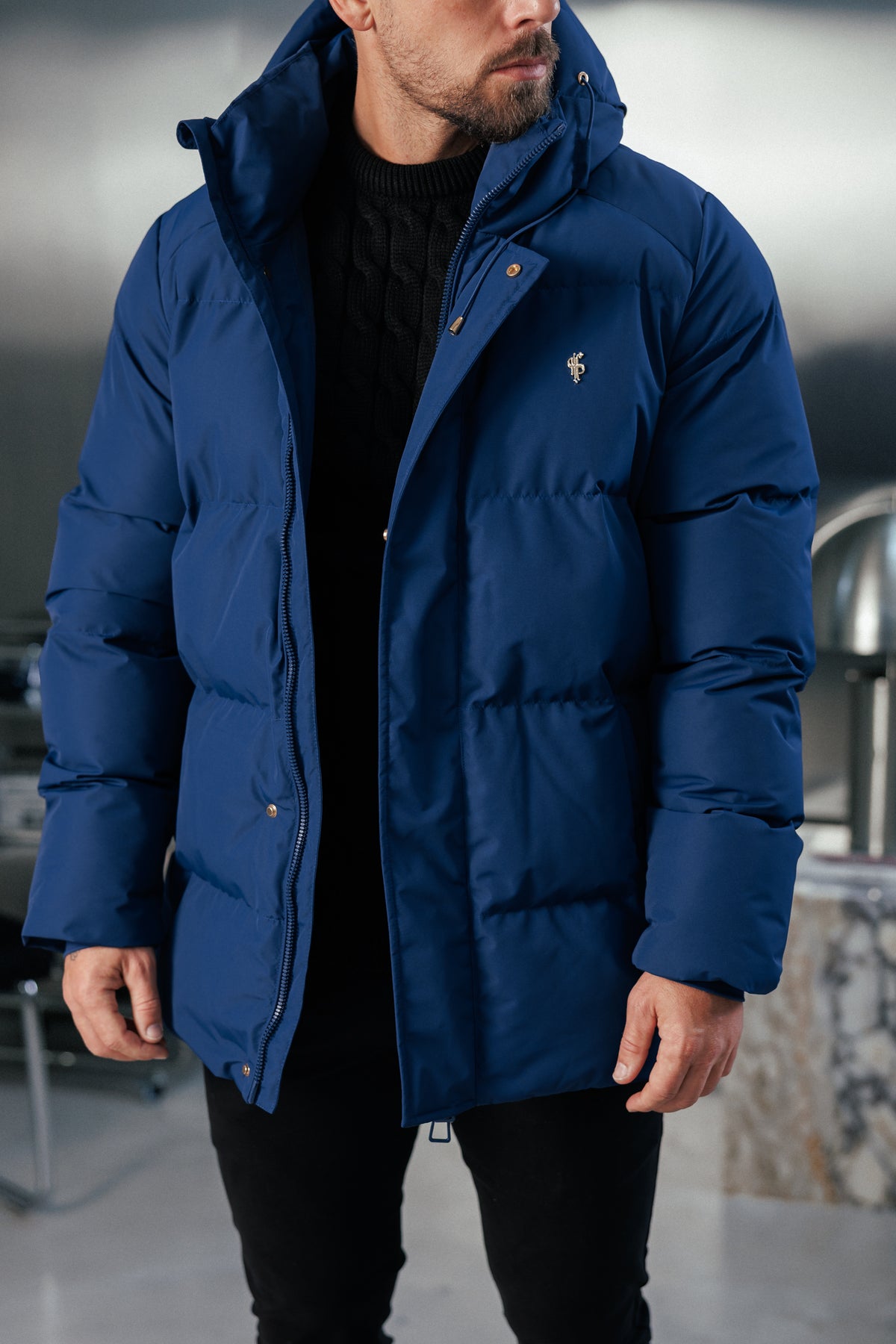 Navy Padded Coat with Hood - FSN238 (PRE ORDER 24TH OCTOBER)