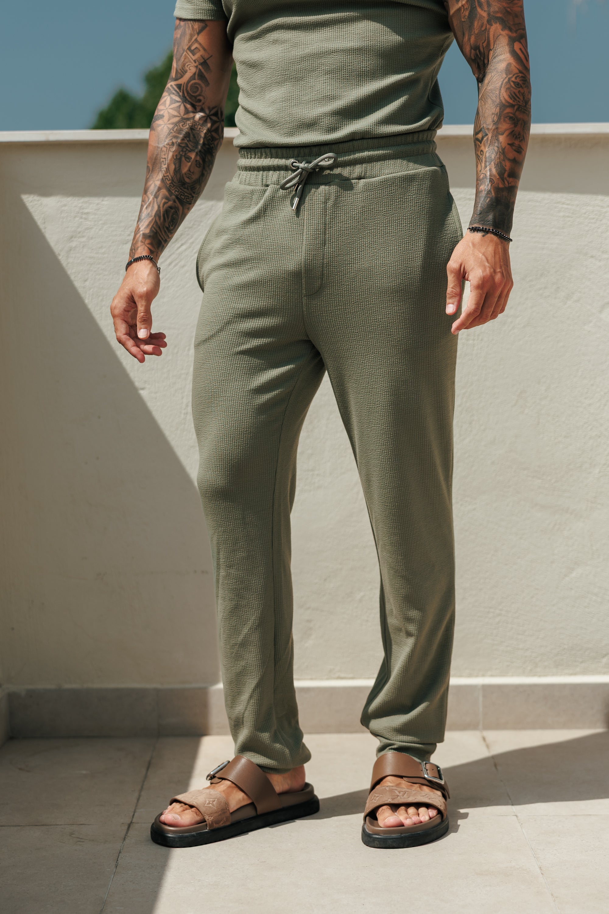 Jersey Cord schmale Hose Olive - FSR088 (VORBESTELLUNG 15. JUNI)