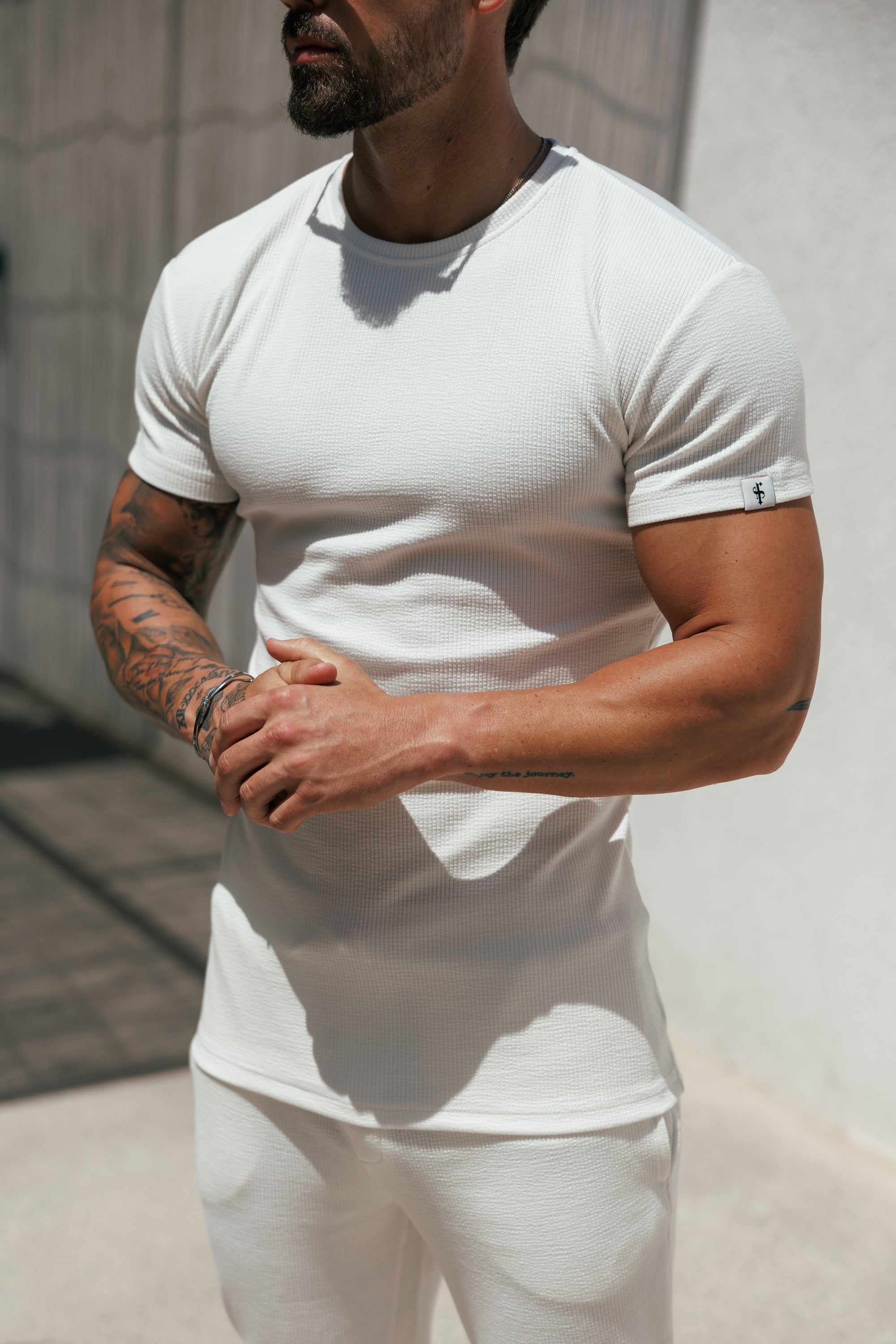 Jersey-Kordelzug-T-Shirt in Weiß – FSR093 (VORBESTELLUNG 12. JUNI)