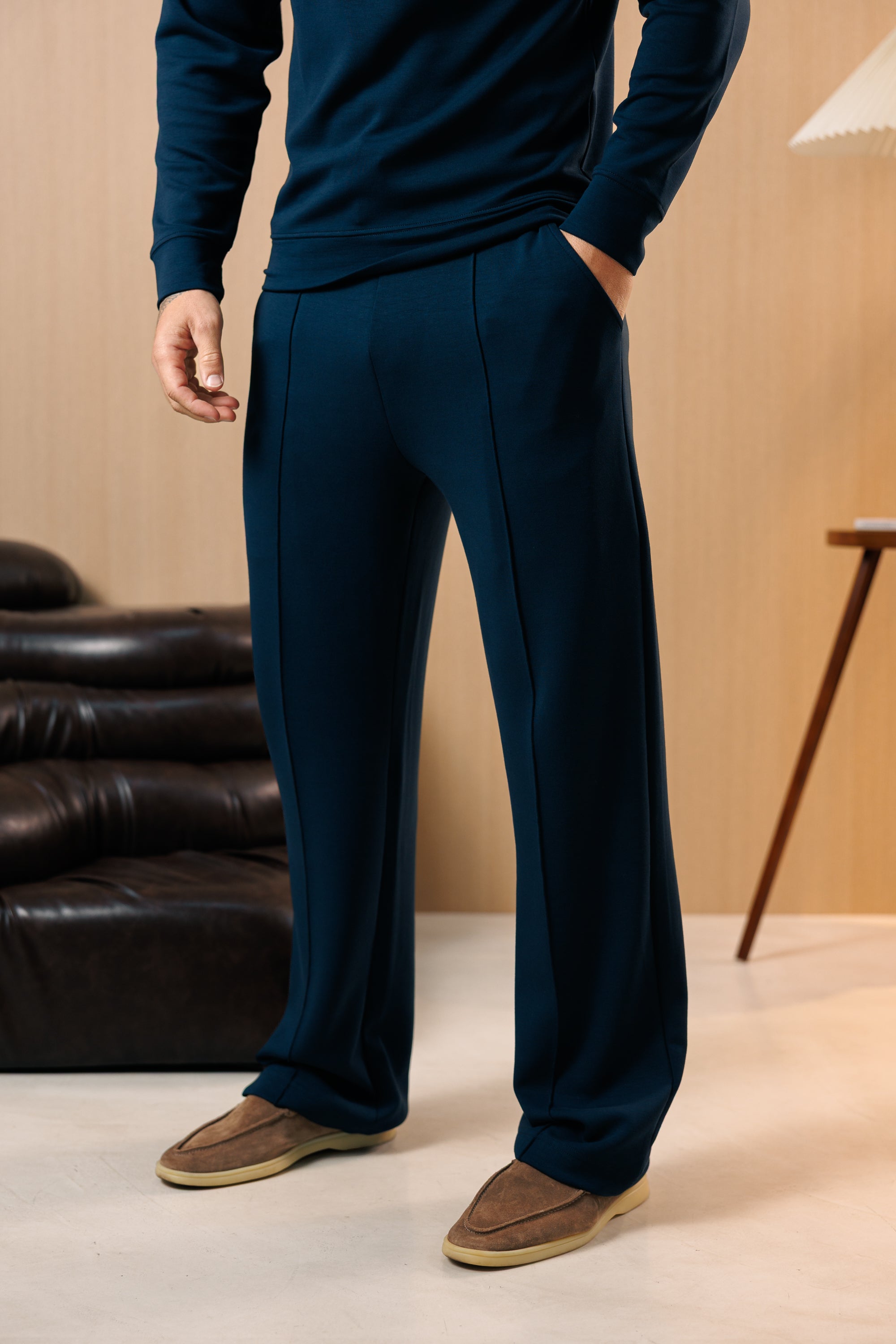 Navy Modal Shawl Collar Jumper Long Sleeve - FSR114