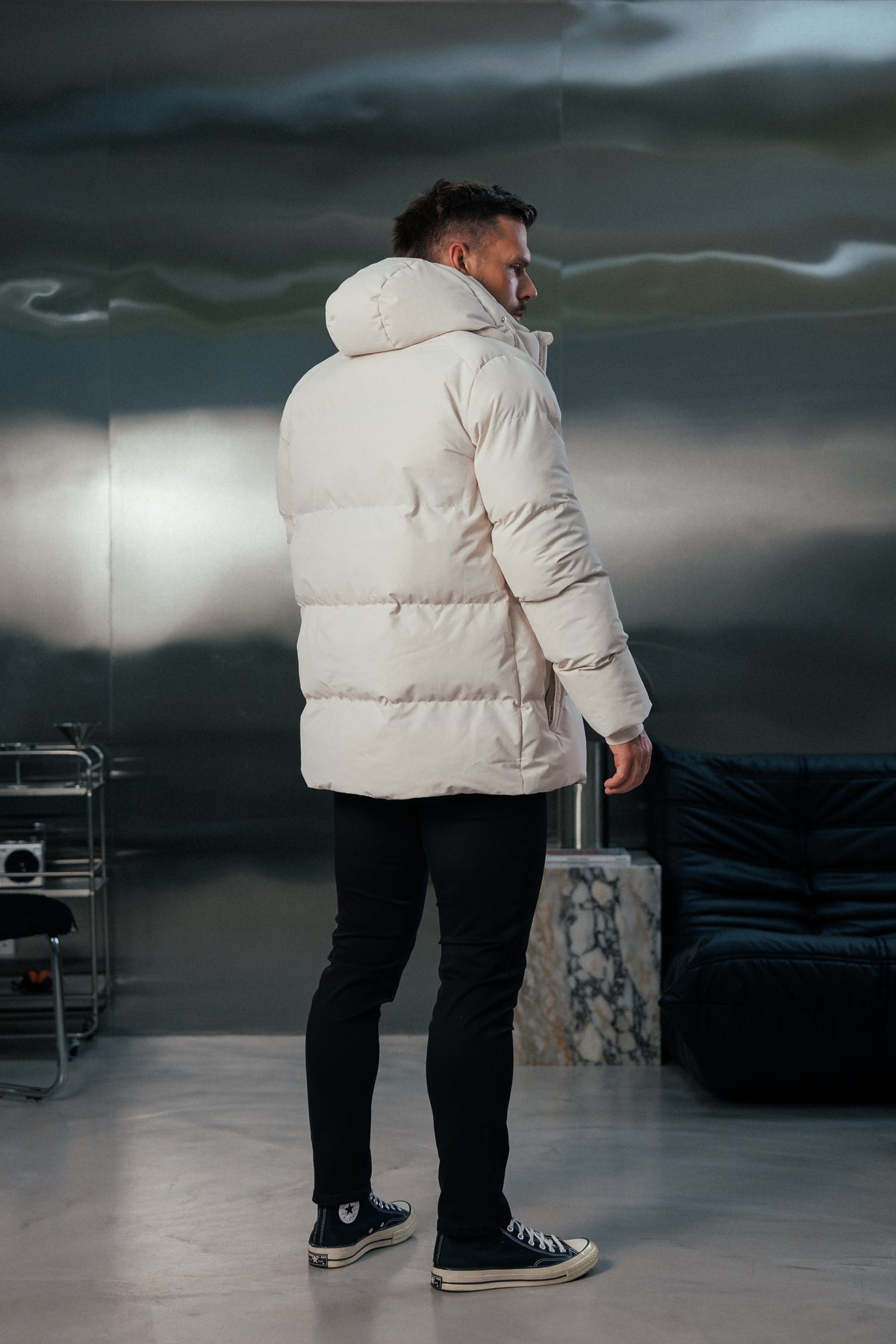 Light Beige Padded Coat with Hood - FSN239 (PRE ORDER 24TH OCTOBER)