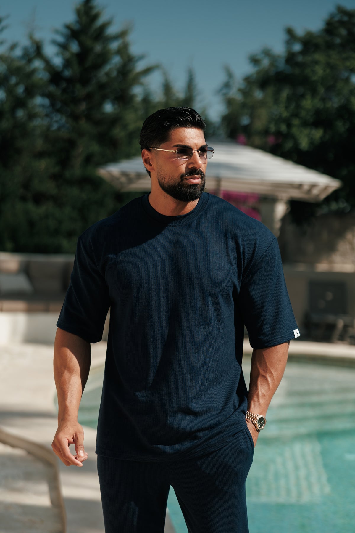 Jersey Cord Navy Oversized T-Shirt - FSR103 (PRE ORDER 17TH OCTOBER)