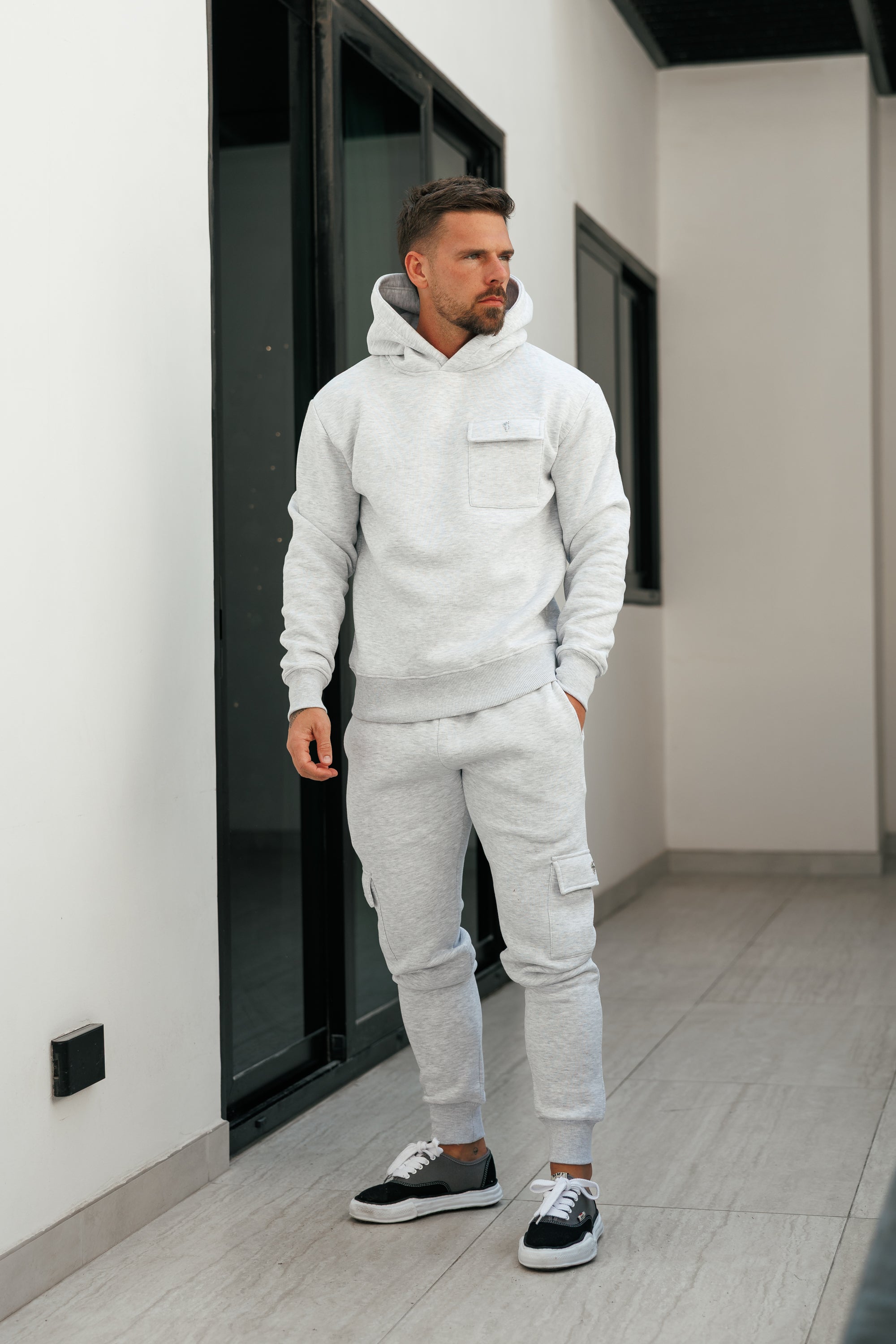 Grau Melange / Silber Cargo Trainingshose - FSR033 (VORBESTELLUNG 24. AUGUST)