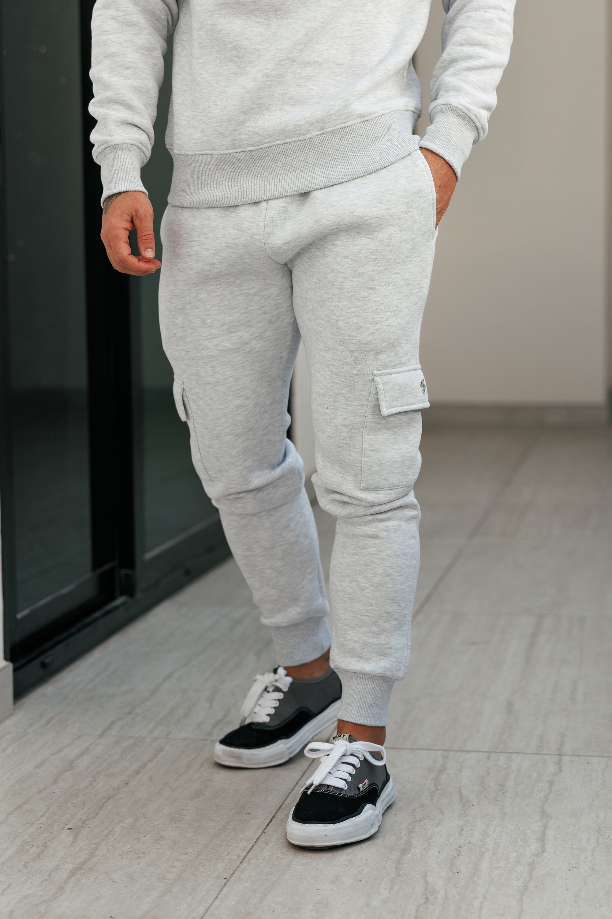 Grau Melange / Silber Cargo Trainingshose - FSR033 (VORBESTELLUNG 24. AUGUST)