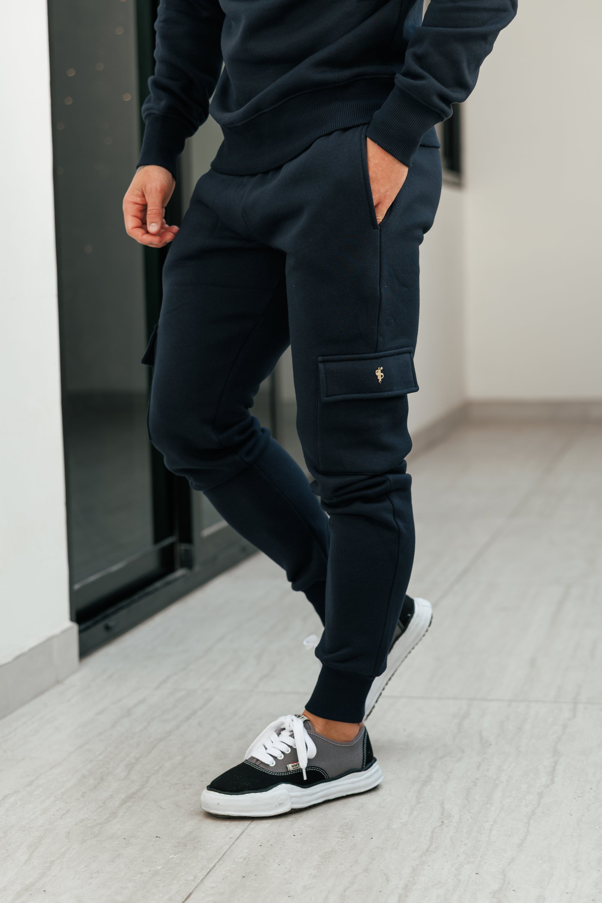 Navy / Gold Cargo Tracksuit Bottoms - FSR039 (PRE ORDER 24TH AUGUST)