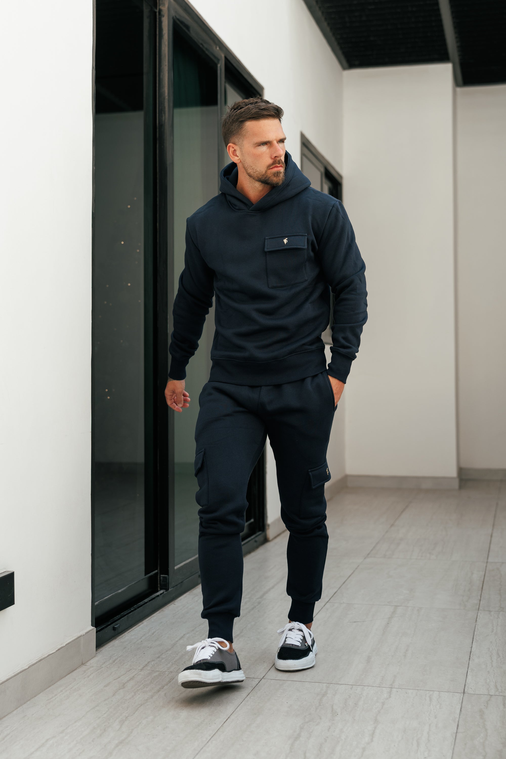 Navy / Gold Cargo Tracksuit Bottoms - FSR039 (PRE ORDER 24TH AUGUST)
