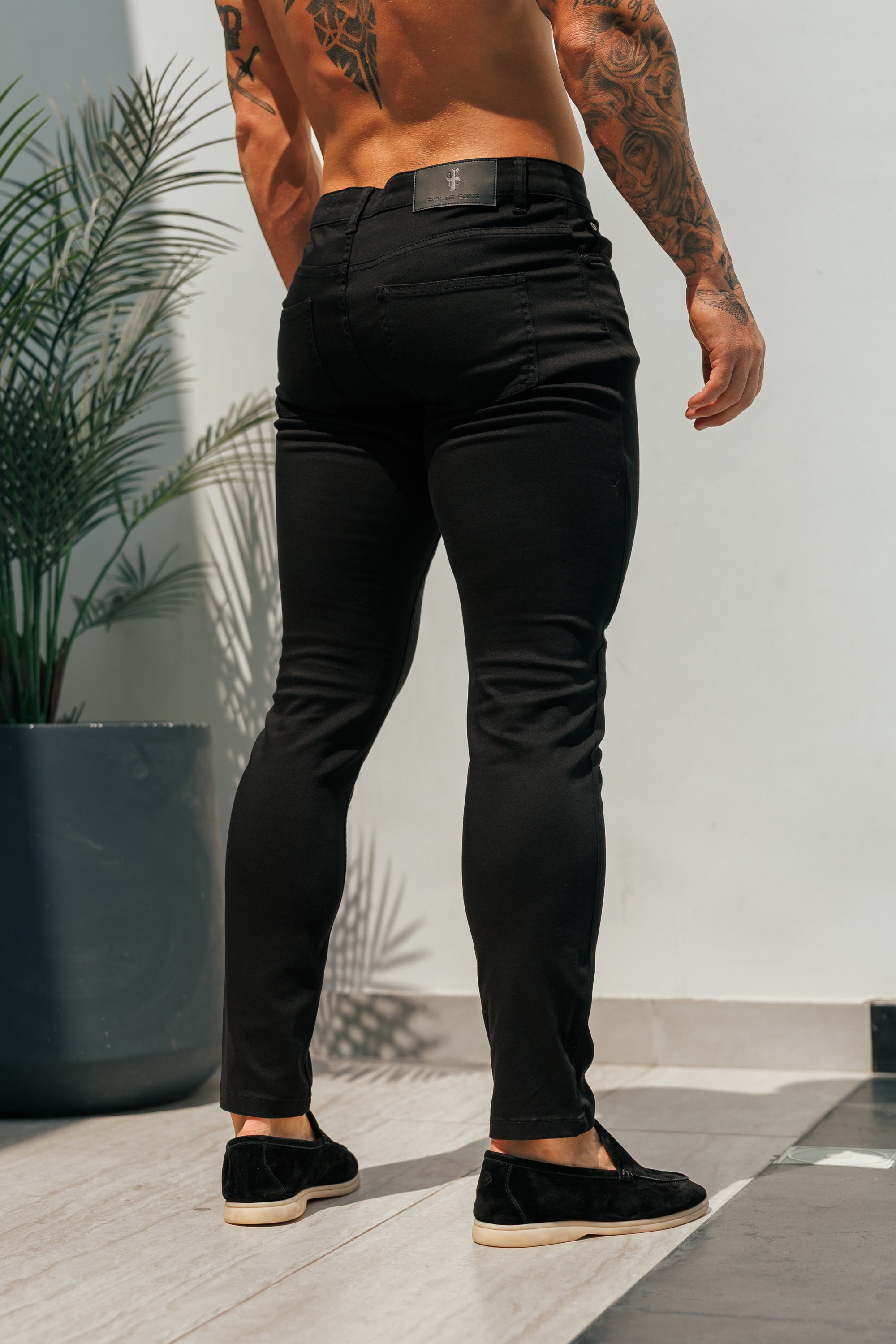 Slim Stretch Black Relaxed Sateen Trousers - FSH1302 (PRE ORDER 31ST AUGUST)