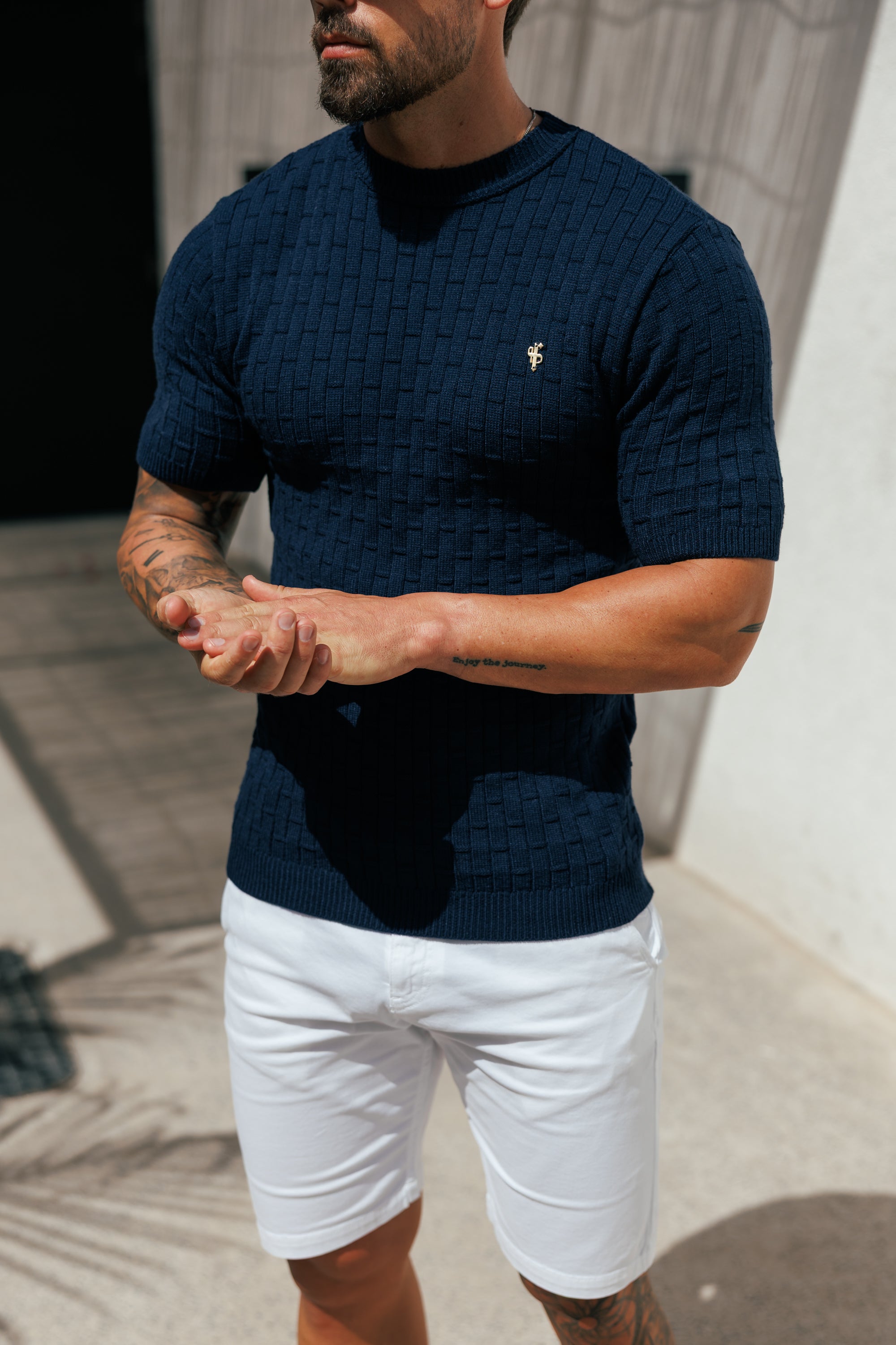 Atlantic Blue Viscose Knitted Short Sleeve T-Shirt - FSJ158