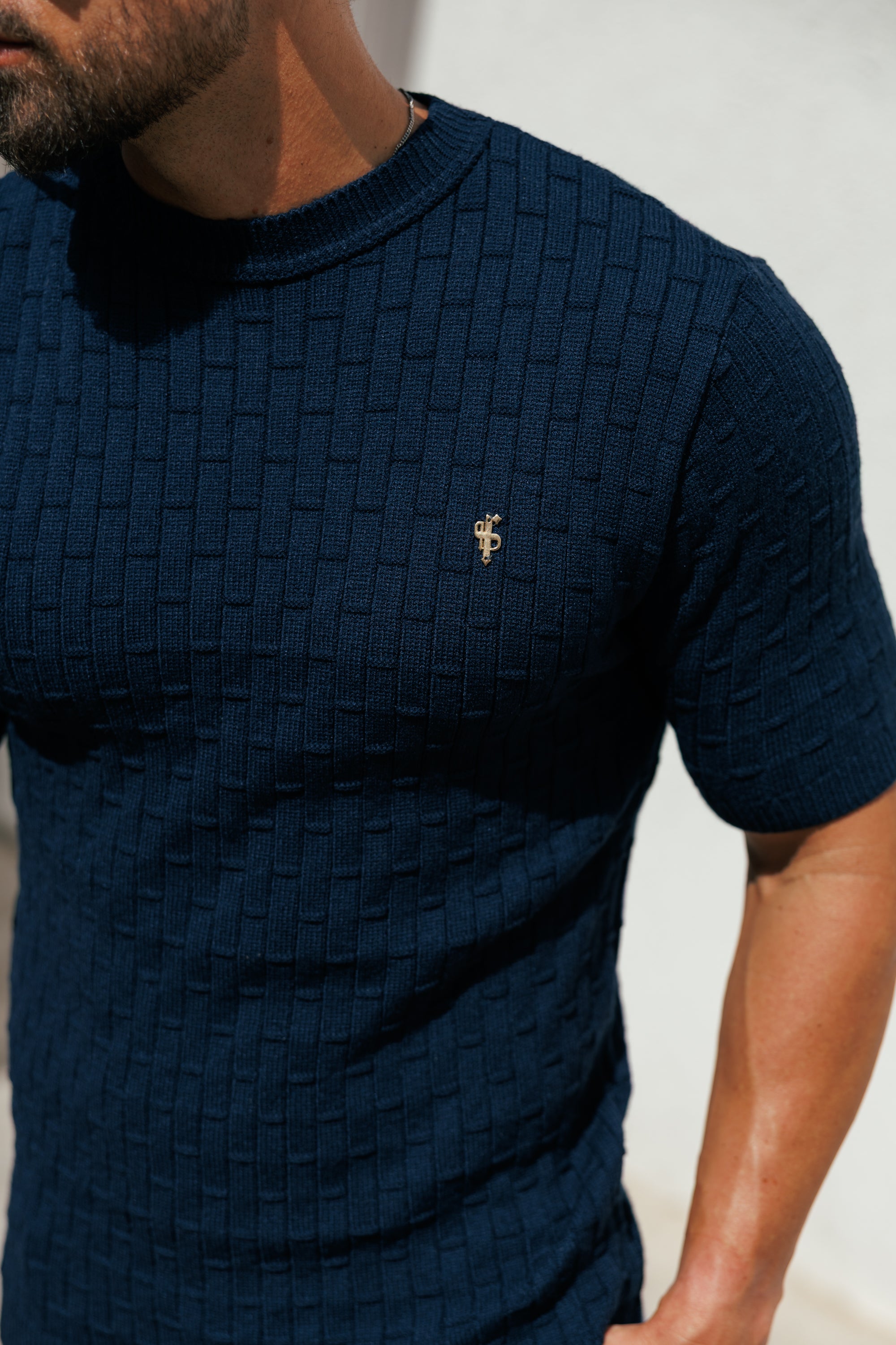 Atlantic Blue Viscose Knitted Short Sleeve T-Shirt - FSJ158