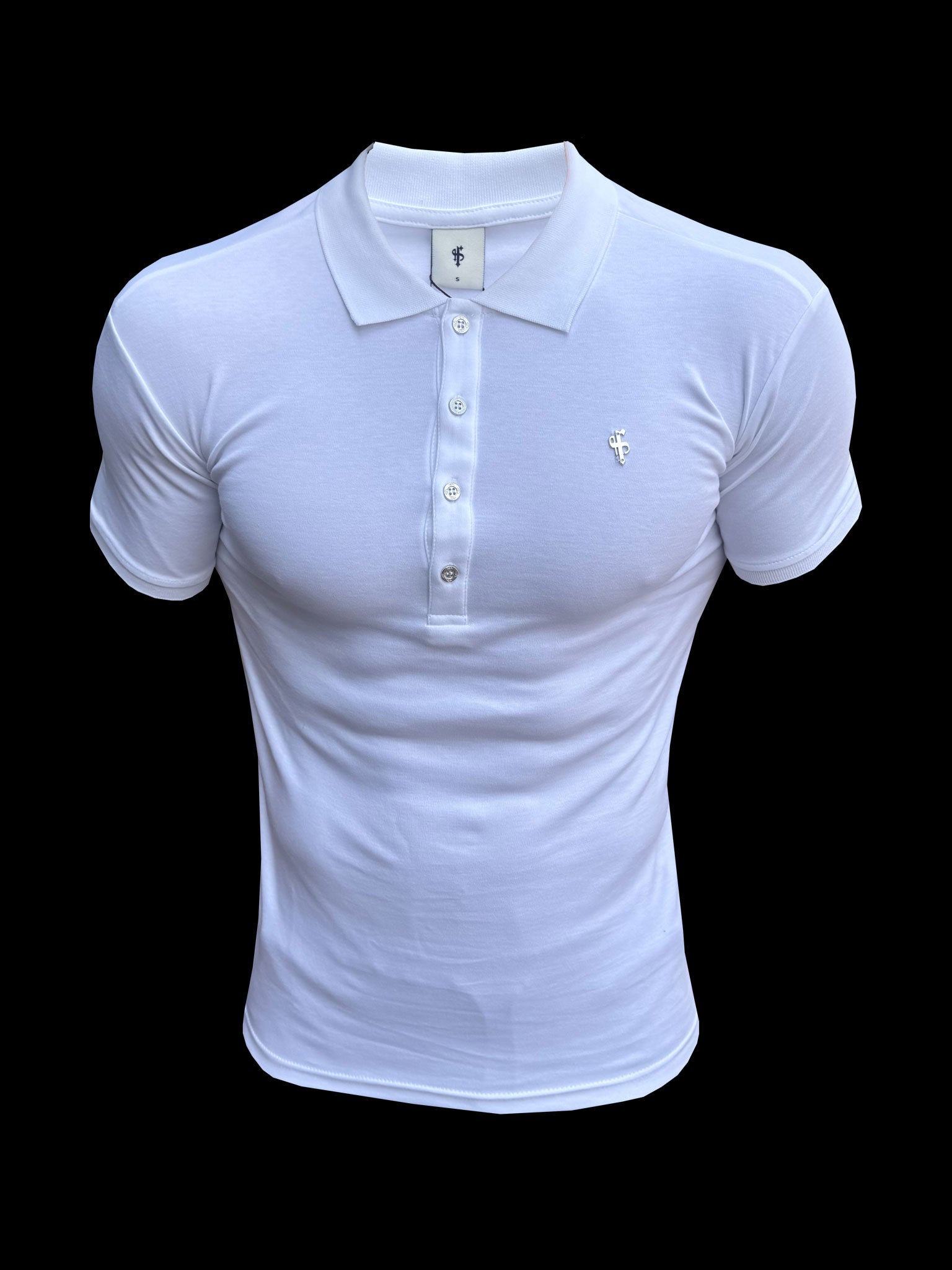 Classic White / Silver Pima Cotton Polo Short Sleeve - FSH1547