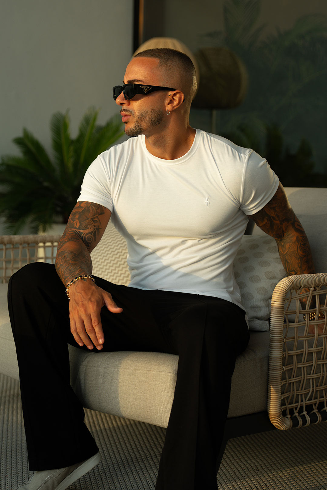 White Viscose Crew T-Shirt Short Sleeve - FSH1501