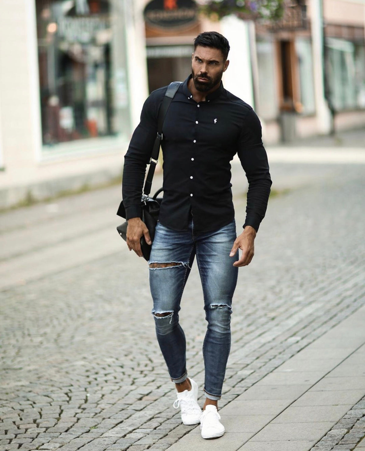 Super Slim Stretch Classic Oxford Schwarz - FS302