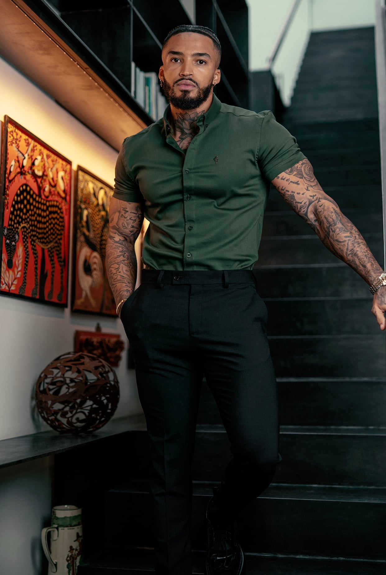 Slim Formal Black Stretch Trousers - FST001