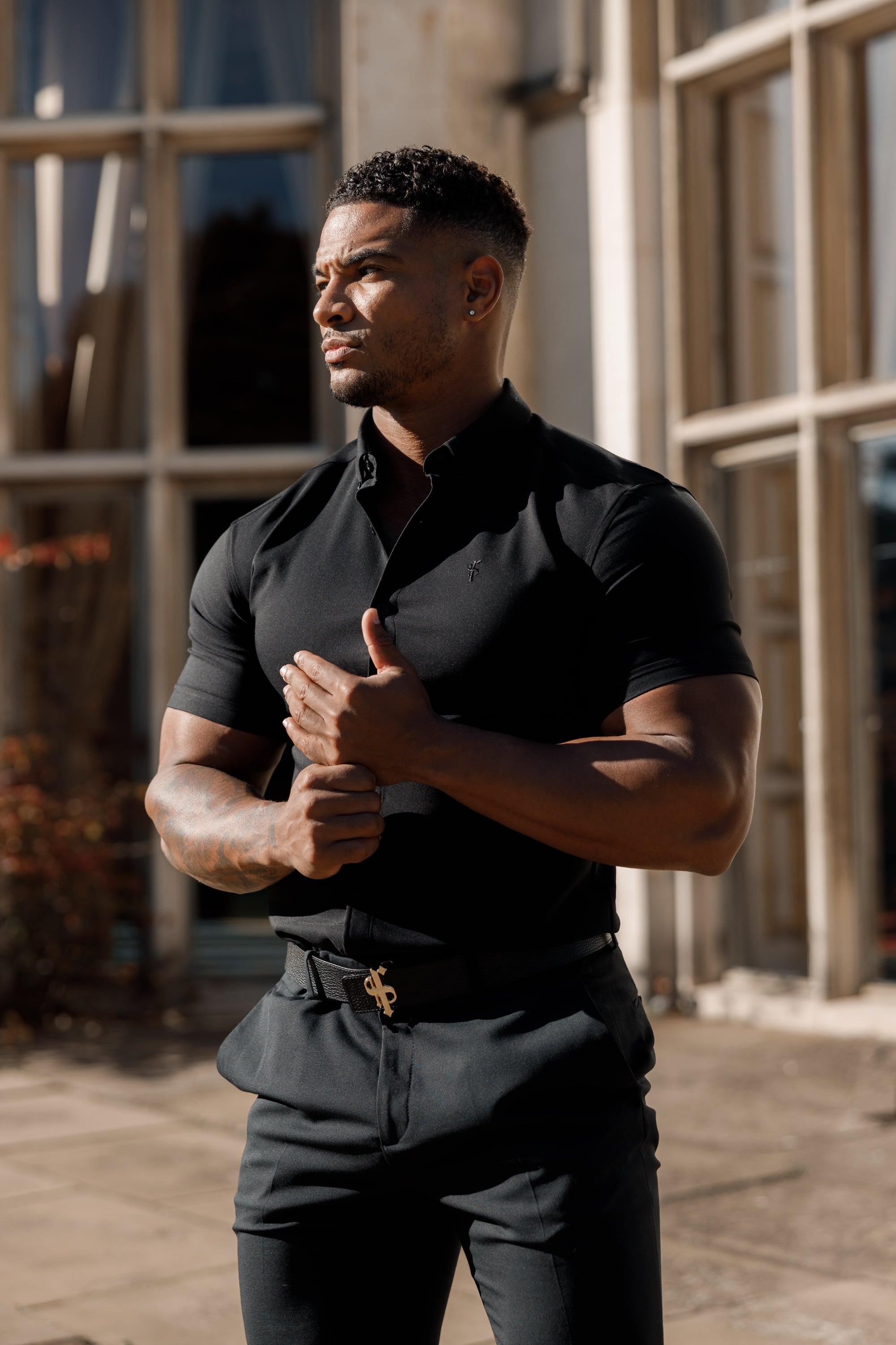 Super Slim Scuba Black Short Sleeve Stretch - FS830
