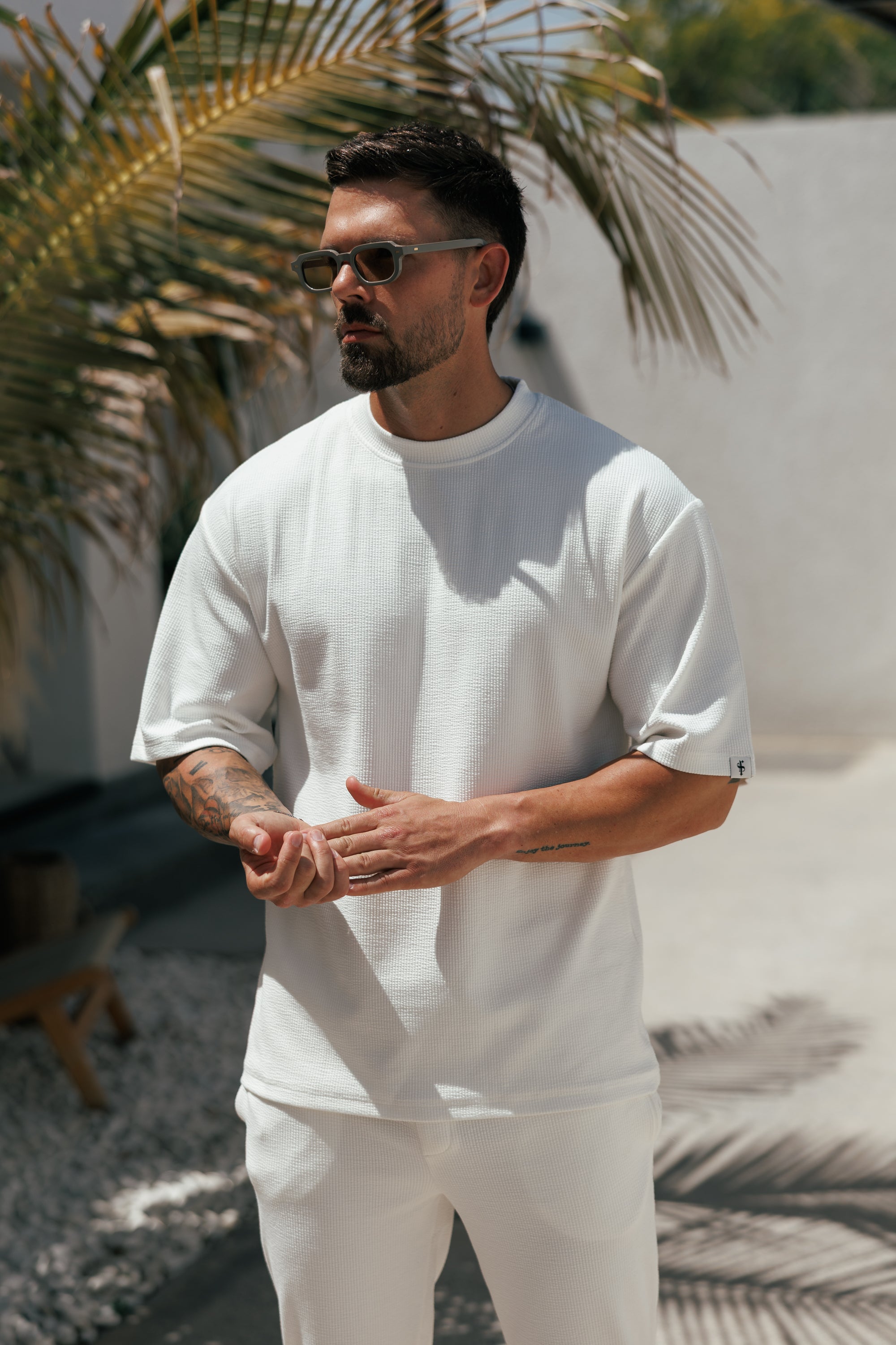 Jersey Cord weißes Oversized T-Shirt - FSR101 (VORBESTELLUNG 12. JUNI)