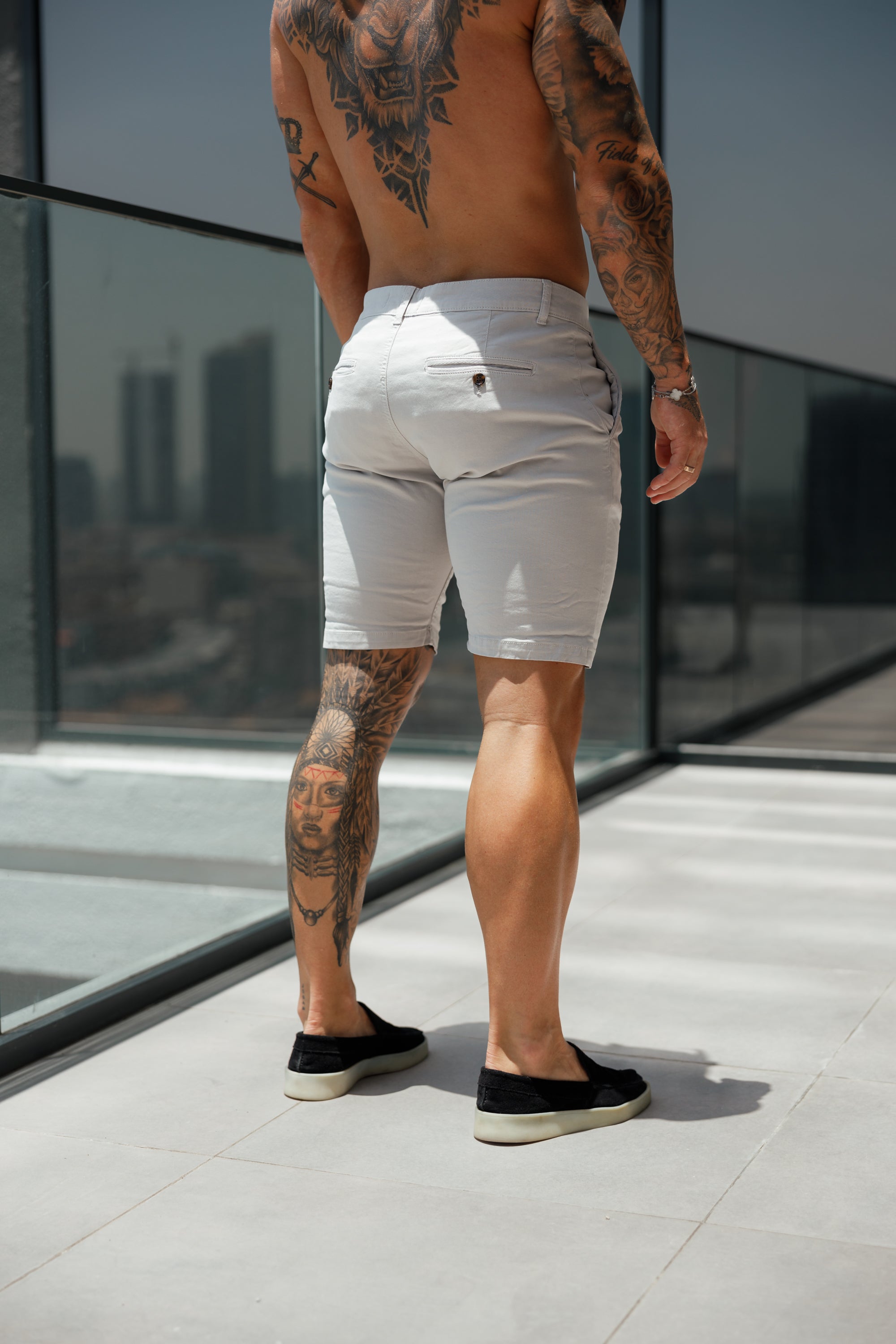 Slim Fit Hellgraue Chino Shorts - FSH984 (VORBESTELLUNG 11. MAI)