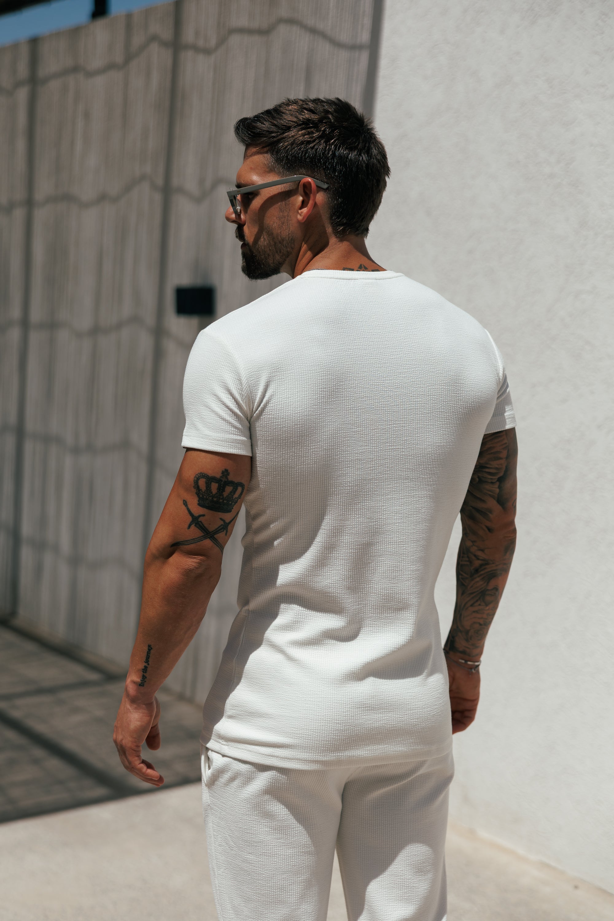 Jersey-Kordelzug-T-Shirt in Weiß – FSR093 (VORBESTELLUNG 12. JUNI)