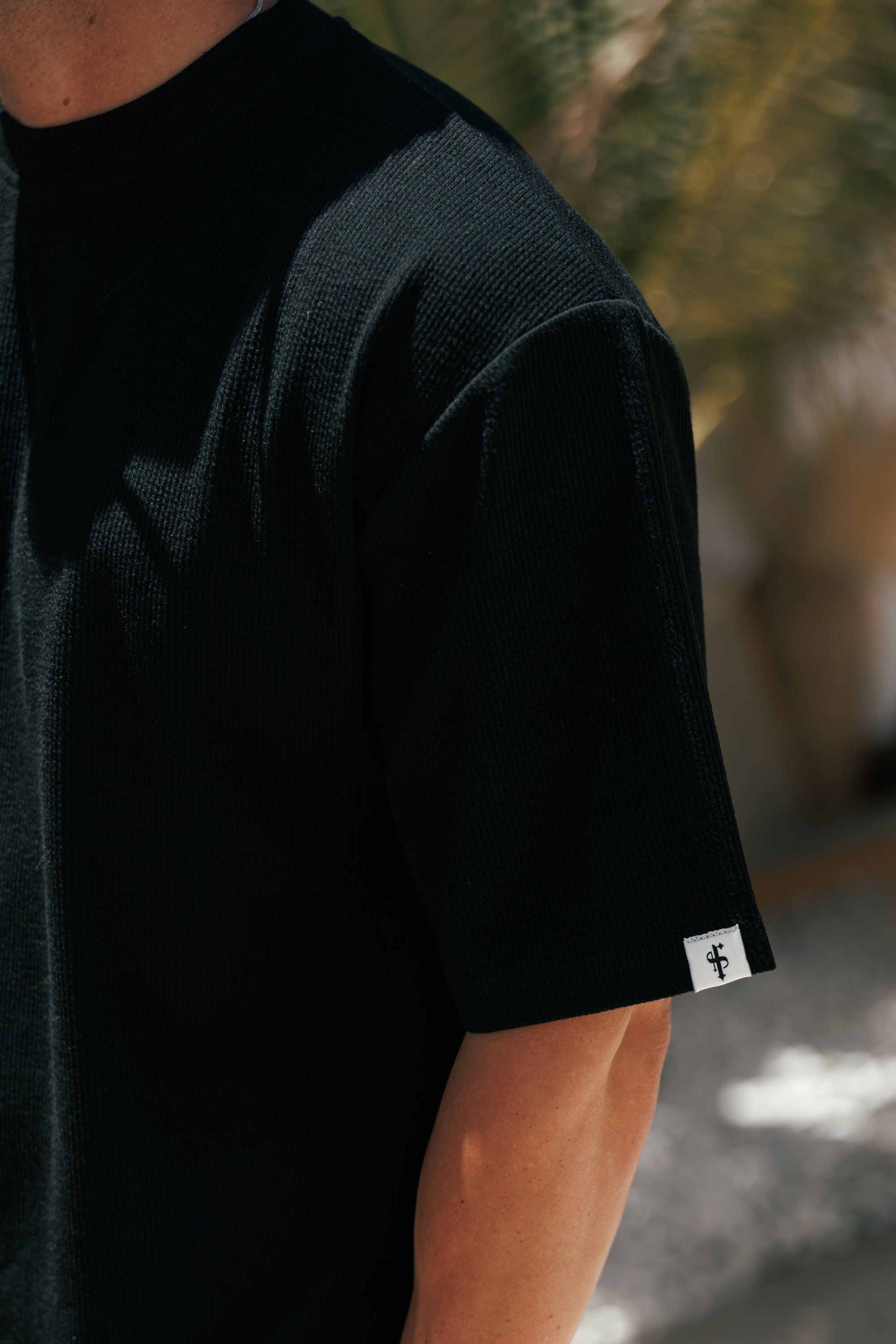 Jersey Cord Black Oversized T-Shirt - FSR102  (PRE ORDER 18TH JULY)