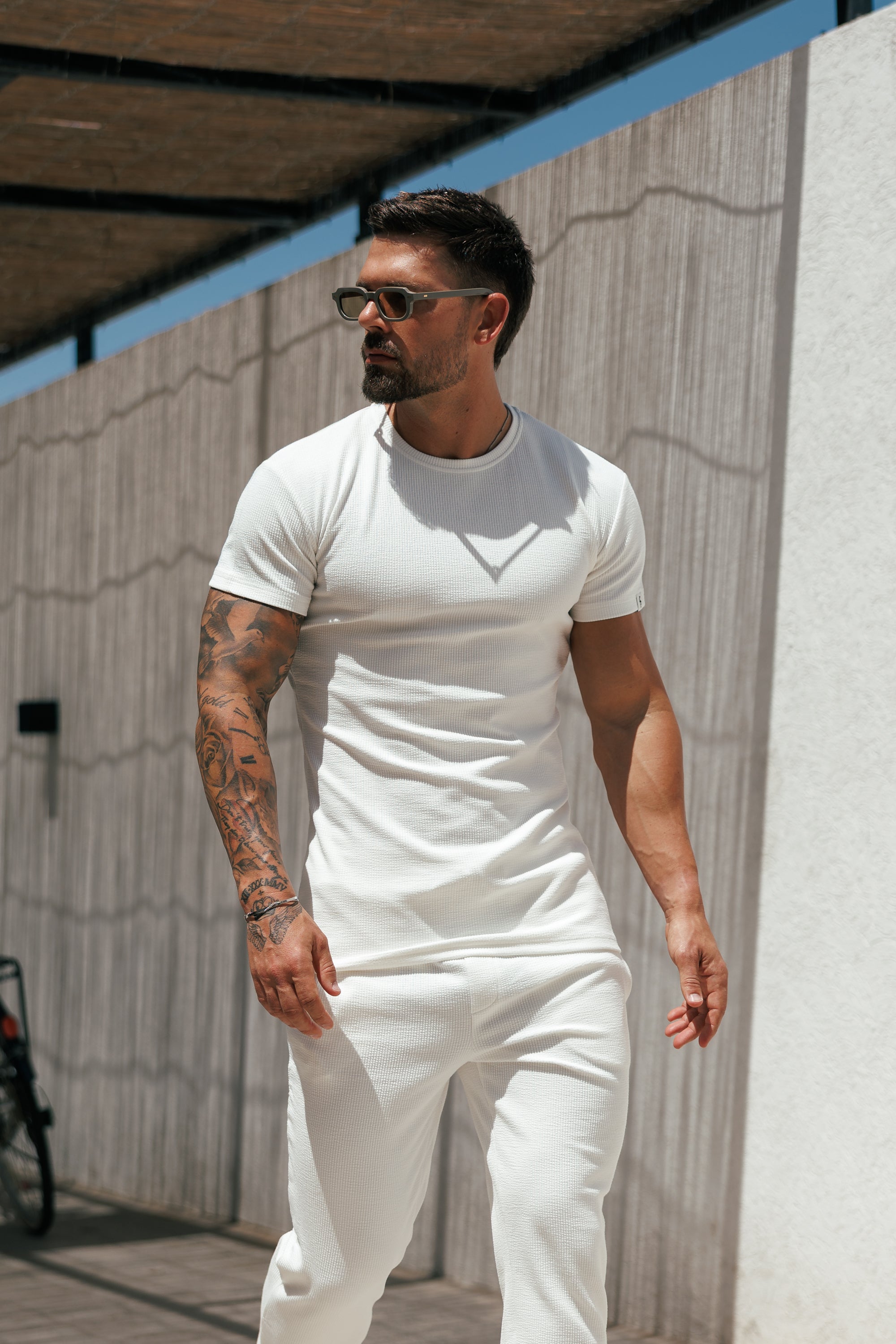 Jersey-Kordelzug-T-Shirt in Weiß – FSR093 (VORBESTELLUNG 12. JUNI)